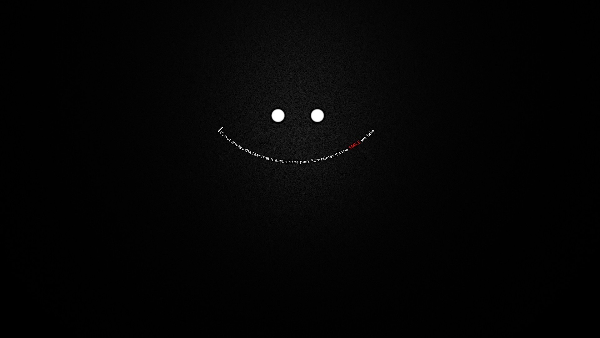 Minimalist smiley face with text on black background HD Wallpaper