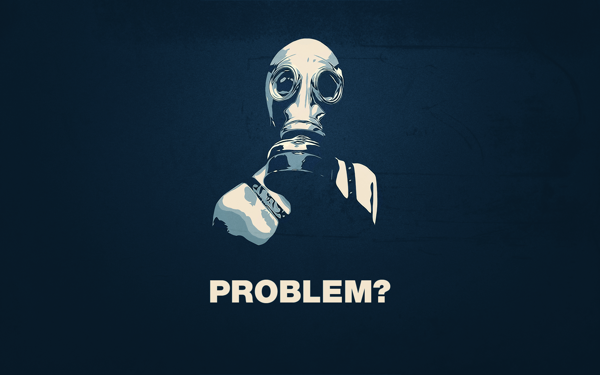 Gas mask with text 'PROBLEM?' HD Wallpaper