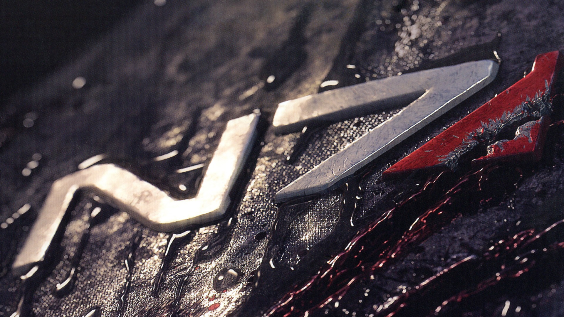 Mass Effect N7 logo with blood HD Wallpaper
