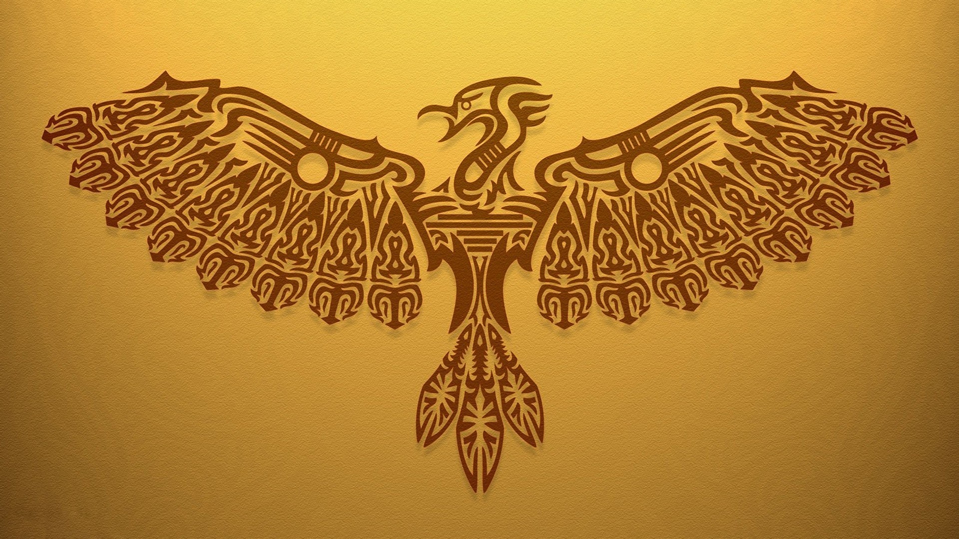 Tribal phoenix artwork with spread wings HD Wallpaper