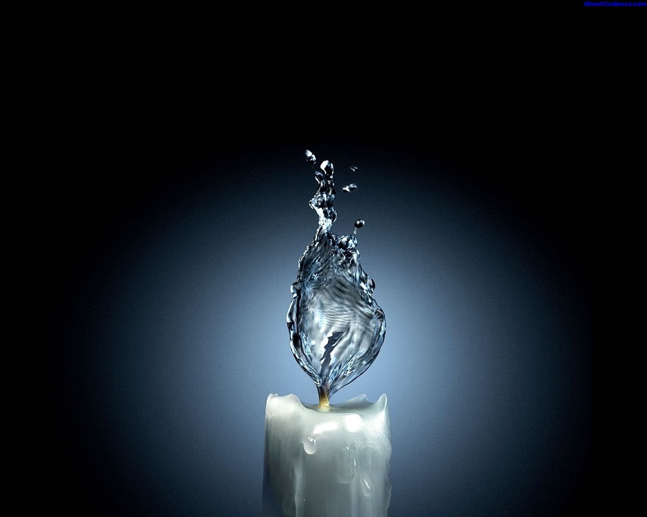 Water splash in the shape of a flame on a candle HD Wallpaper
