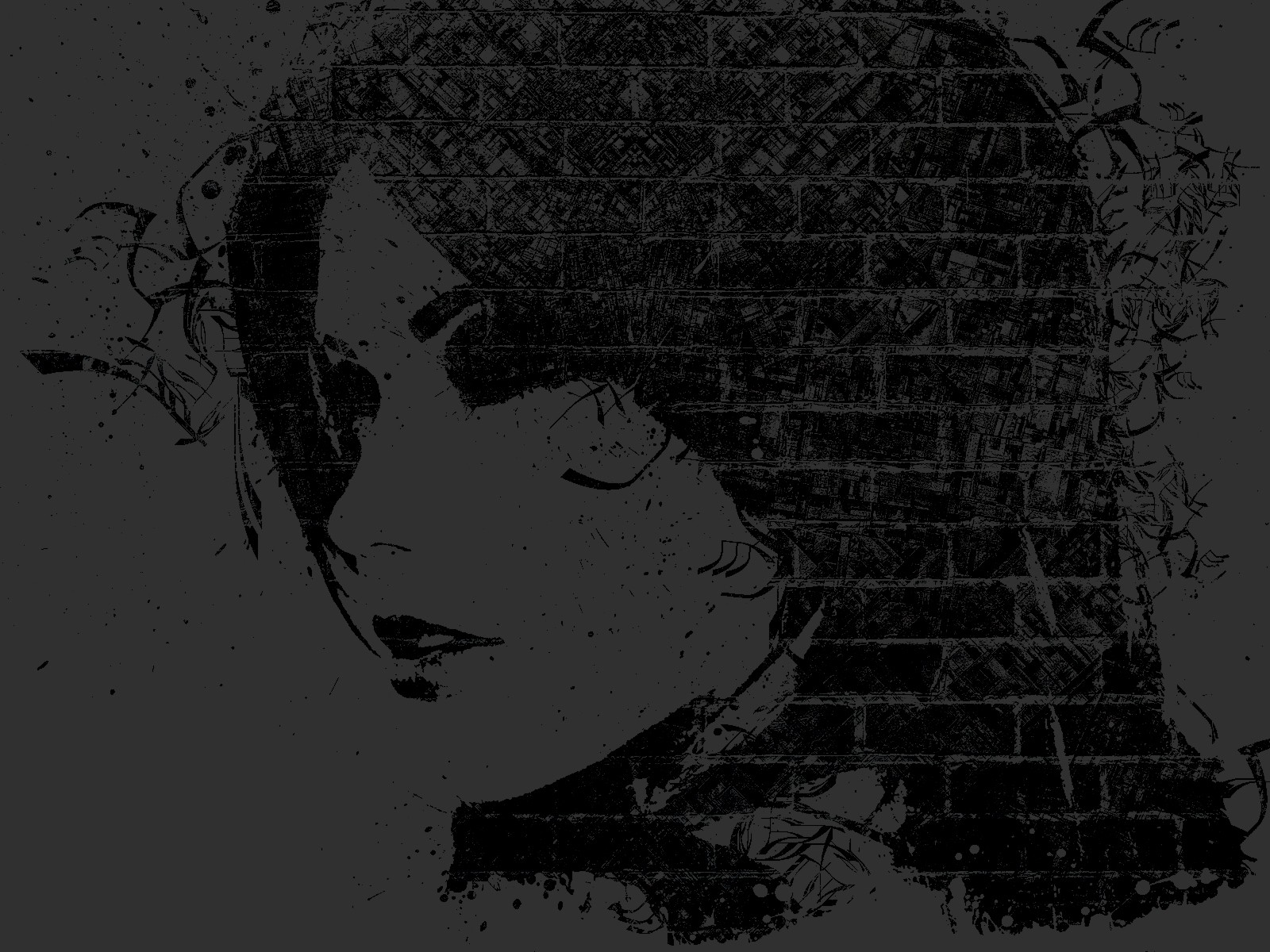 Artwork of a woman's face with brick texture HD Wallpaper