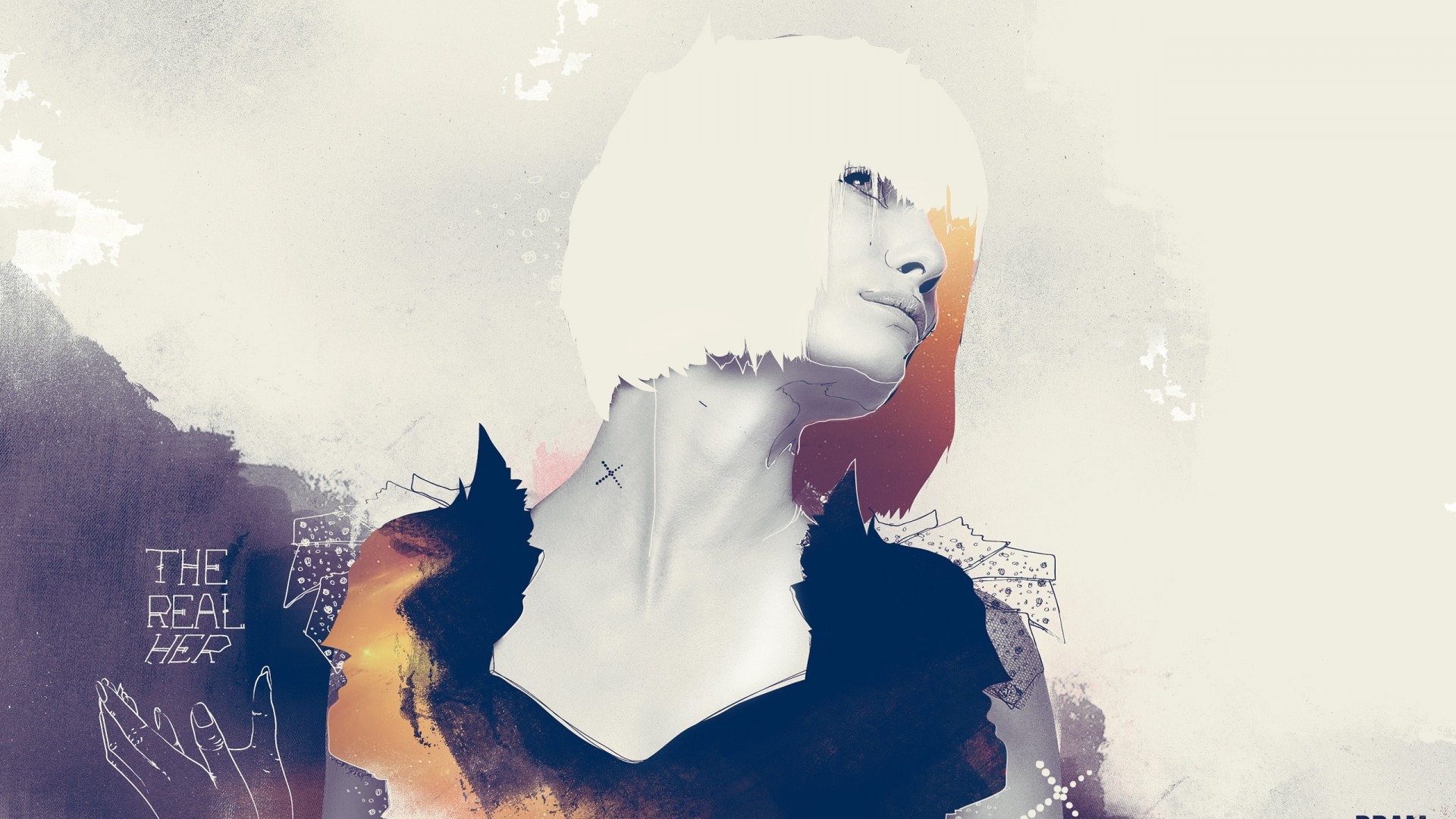 Abstract artwork of a woman with "The Real Her" text HD Wallpaper