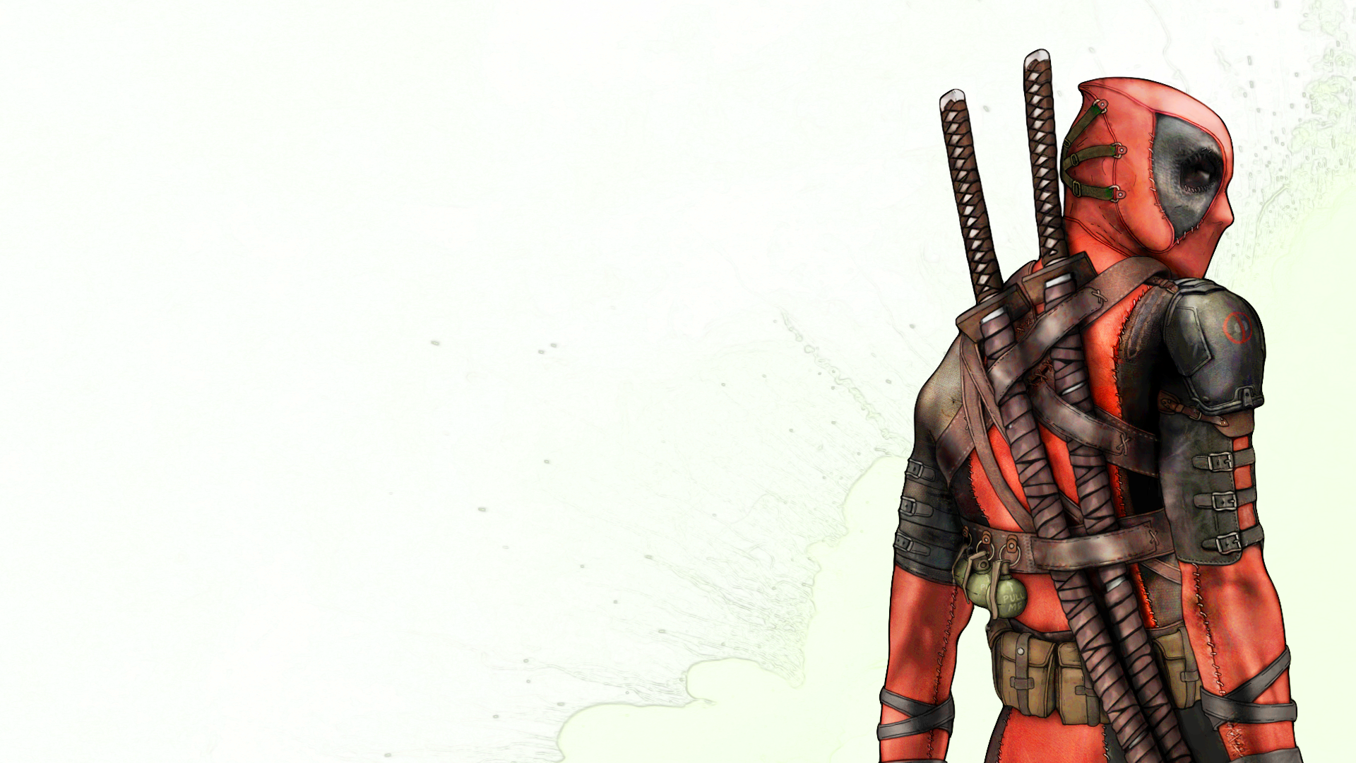 Deadpool with swords and grenades HD Wallpaper