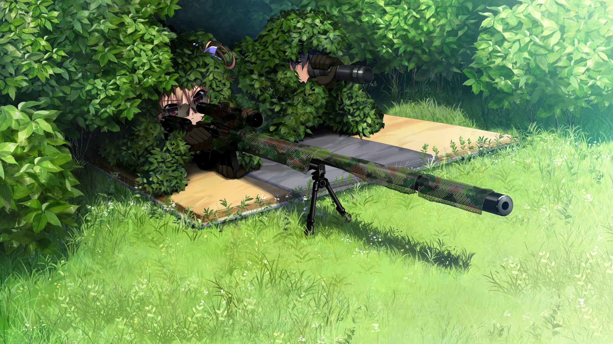 Irisu Makina and companion with sniper rifle HD Wallpaper