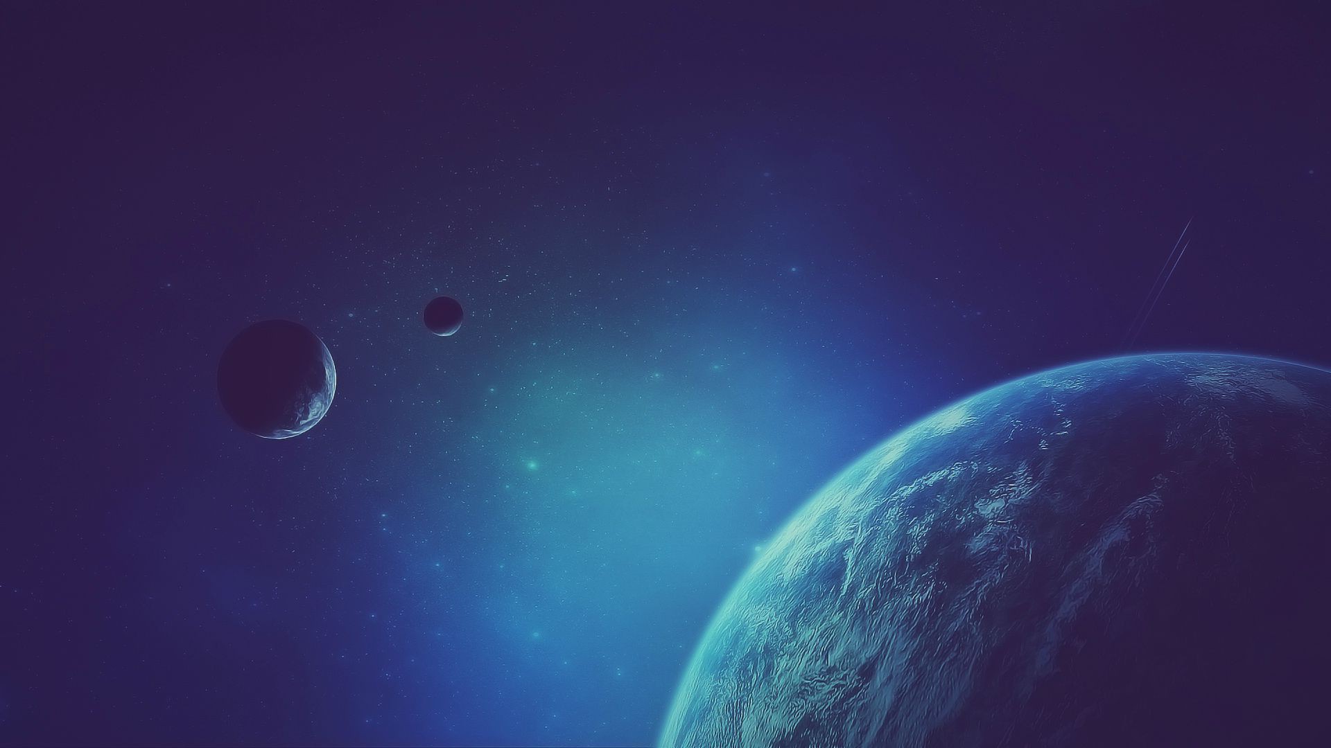 Digital art of planets and stars in deep space HD Wallpaper