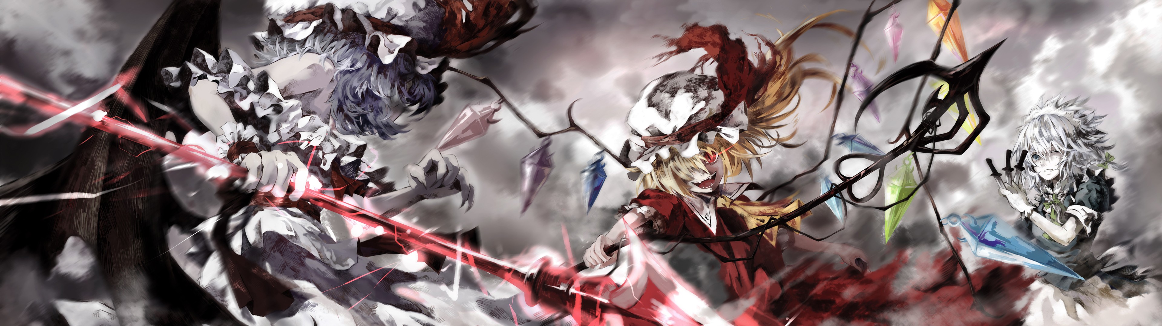 Remilia, Flandre, and Sakuya from Touhou HD Wallpaper