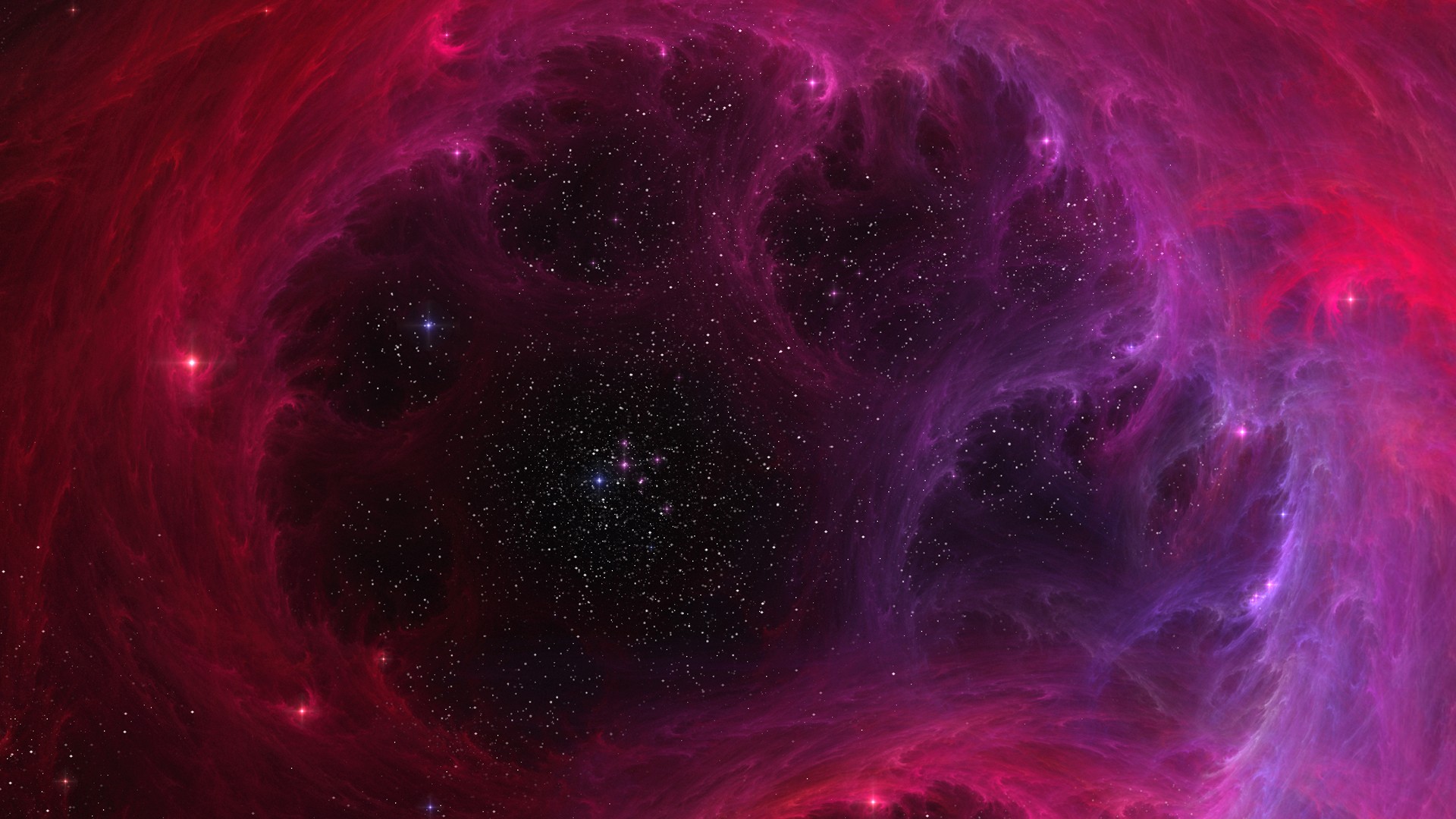 Digital art of a colorful nebula with stars HD Wallpaper