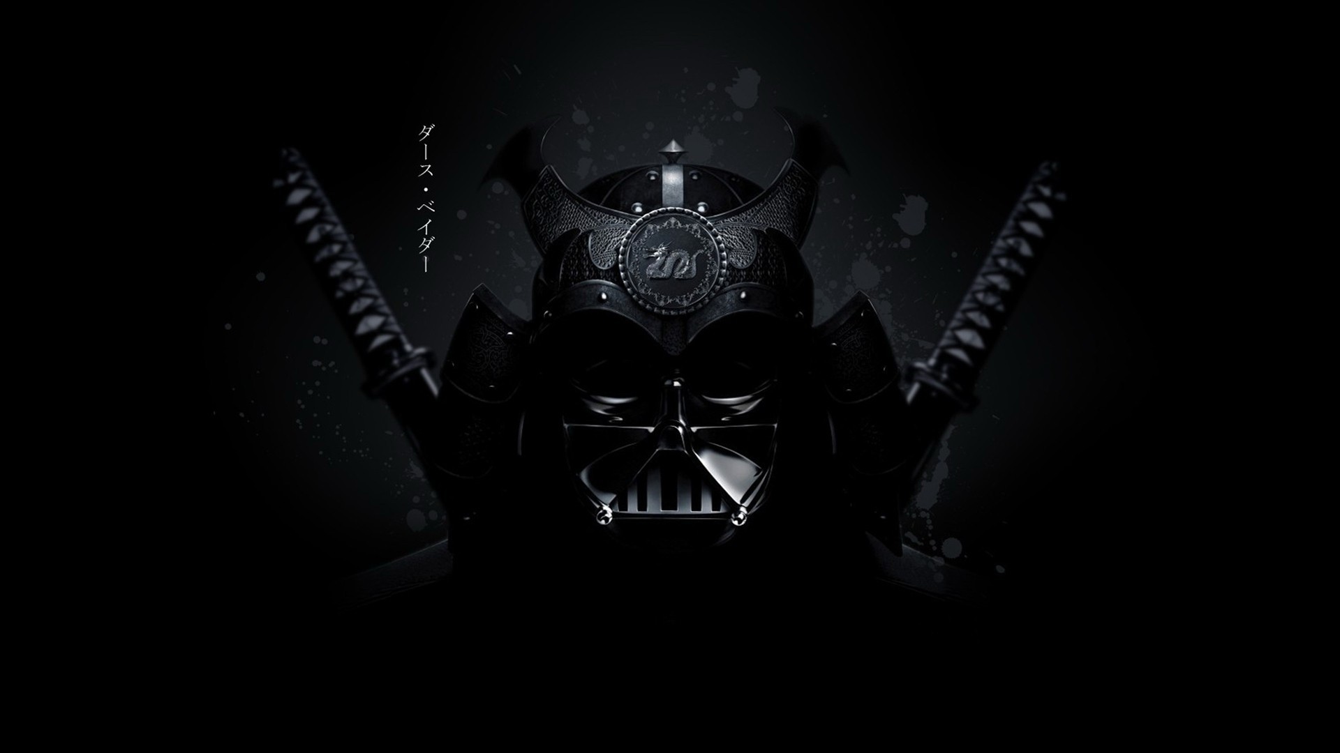 Darth Vader Samurai with Katanas on Black Background HD Wallpaper