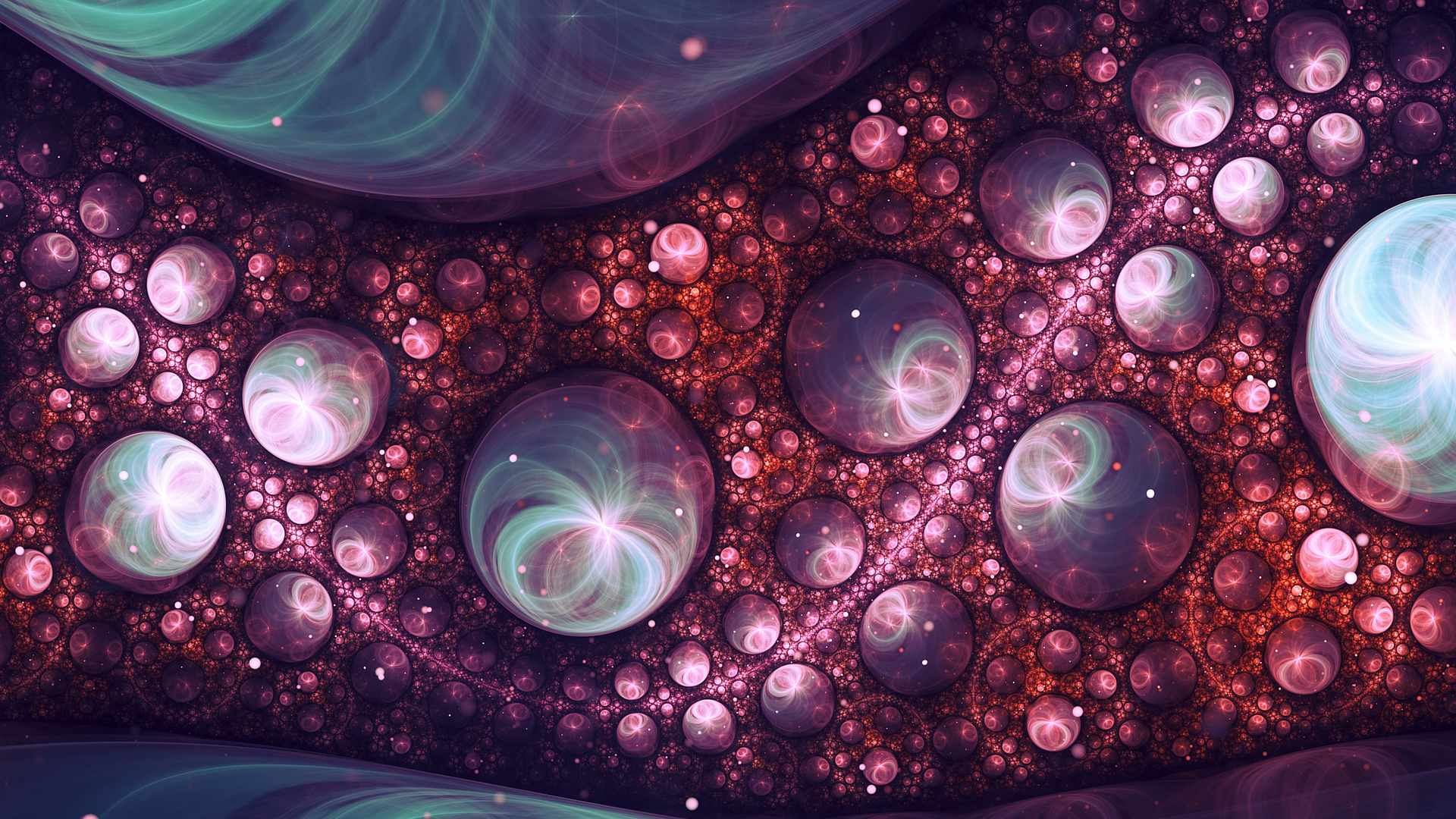 Abstract fractal artwork with spheres and shapes HD Wallpaper