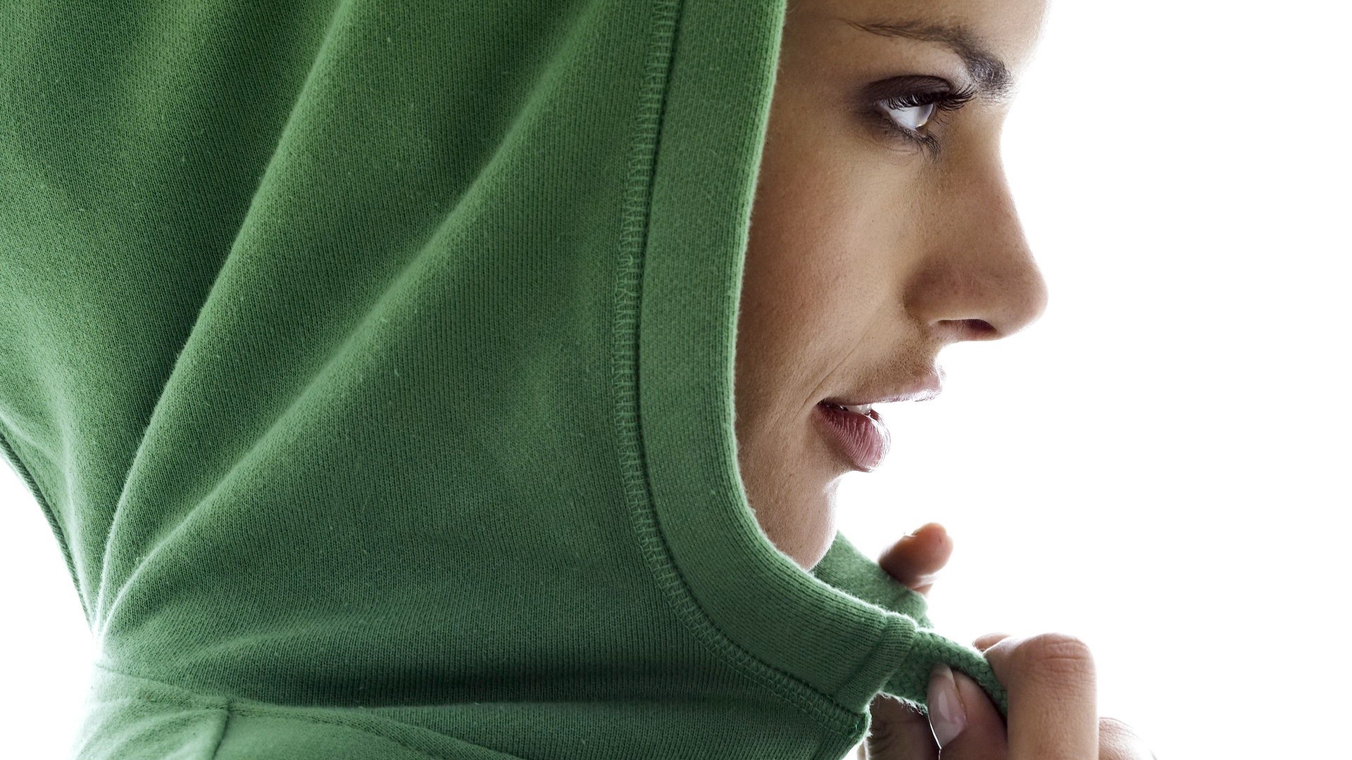 Alessandra Ambrosio in a green hoodie HD Wallpaper
