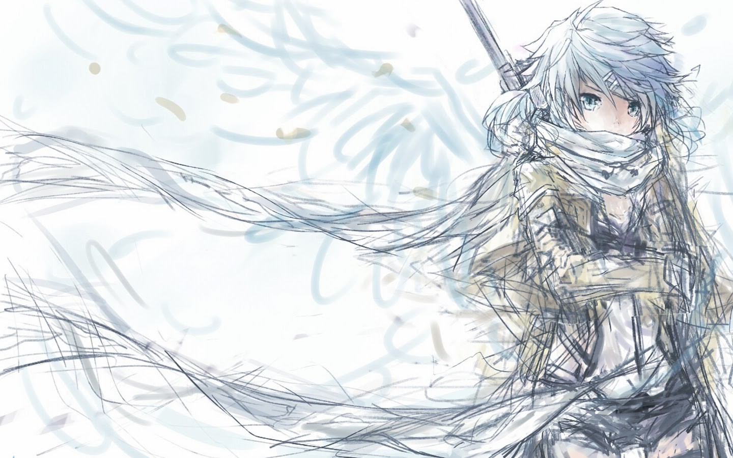 Asada Shino with a rifle in anime style HD Wallpaper
