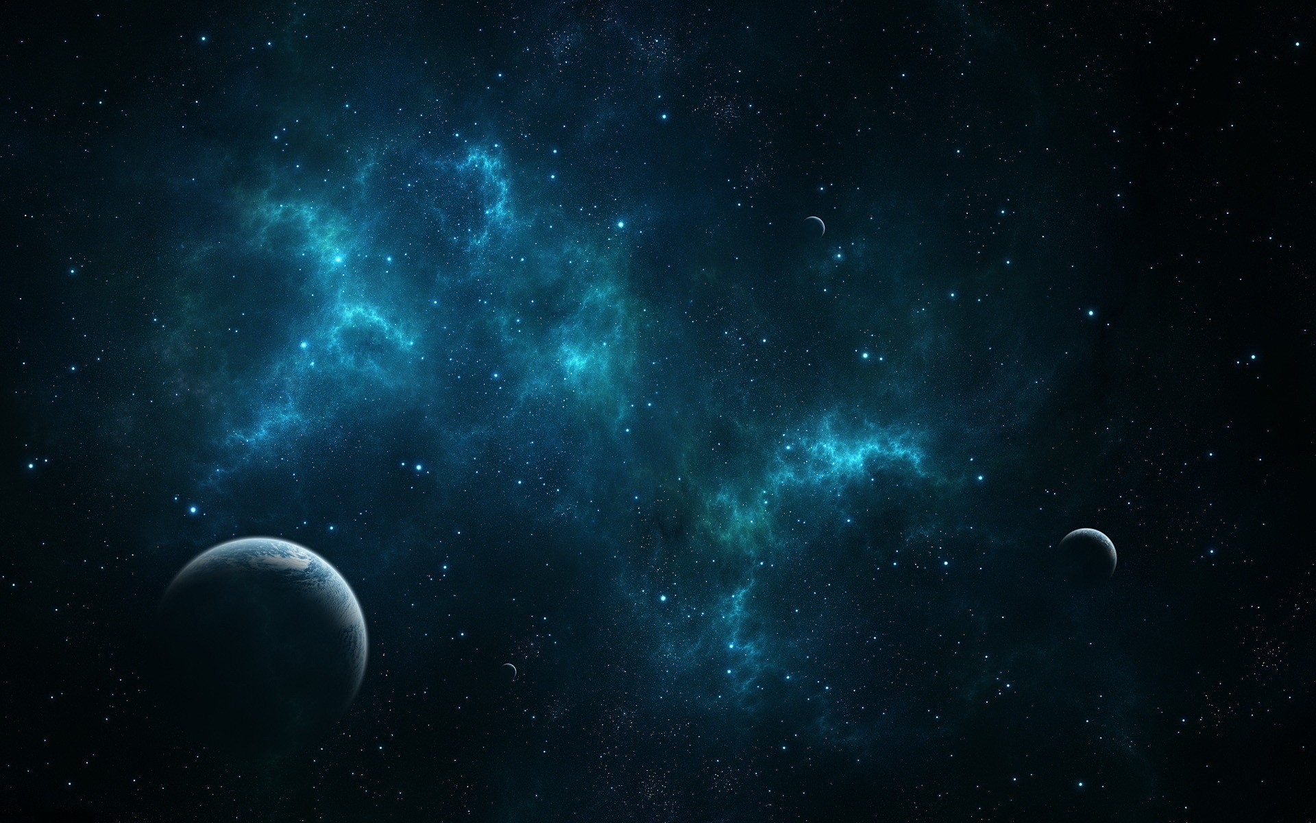 Space art with planets and nebulae HD Wallpaper
