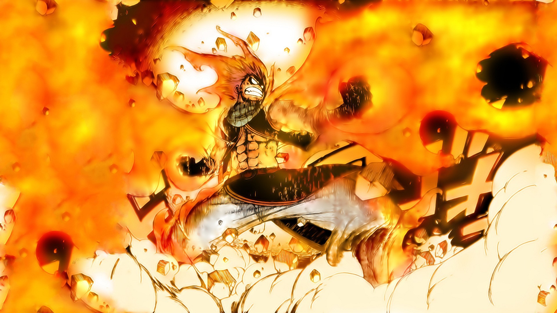 Natsu Dragneel in Fairy Tail surrounded by fire HD Wallpaper