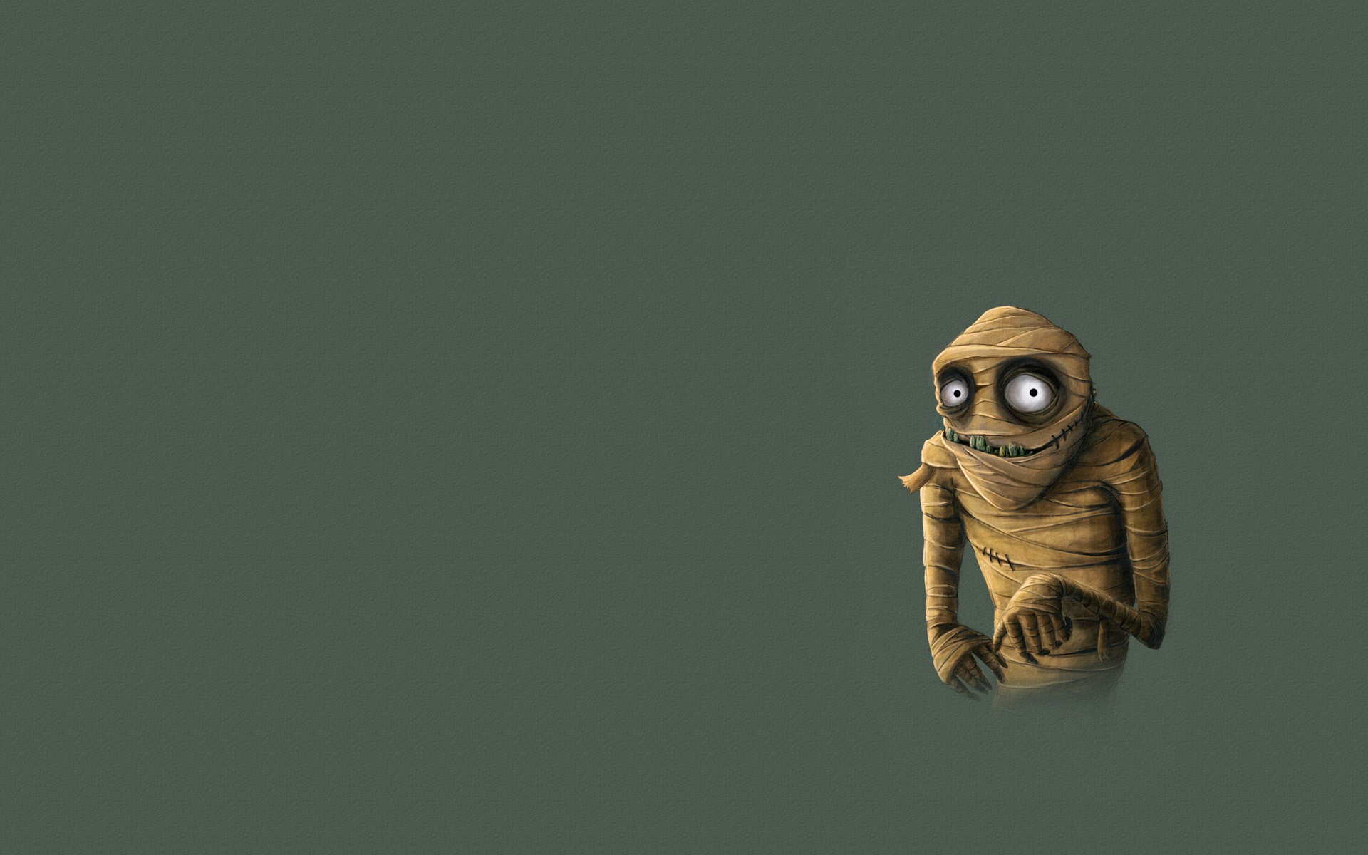 A cartoon mummy with big eyes and a grin HD Wallpaper