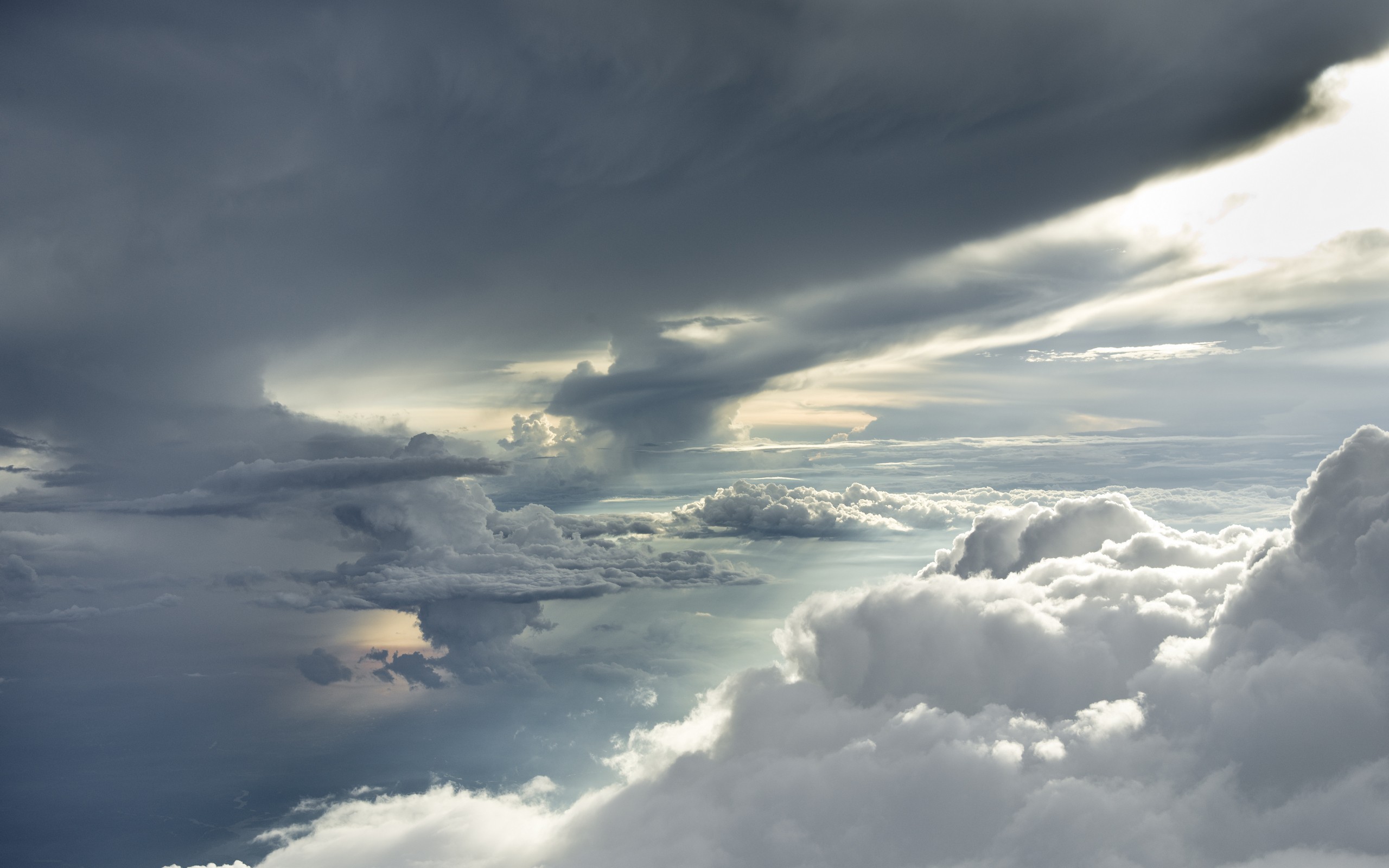 Dramatic sky with storm clouds and sunlight HD Wallpaper