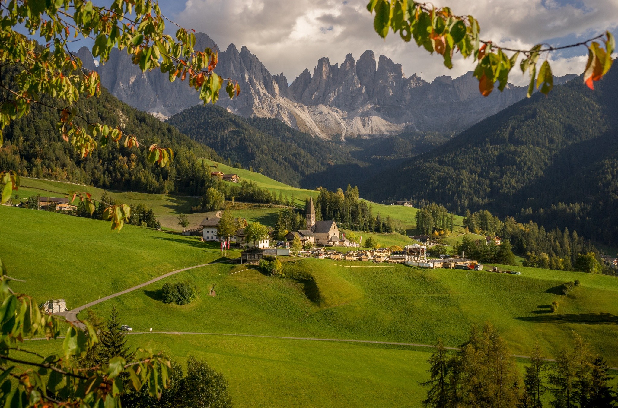 Village in the Dolomites, South Tyrol, Italy HD Wallpaper