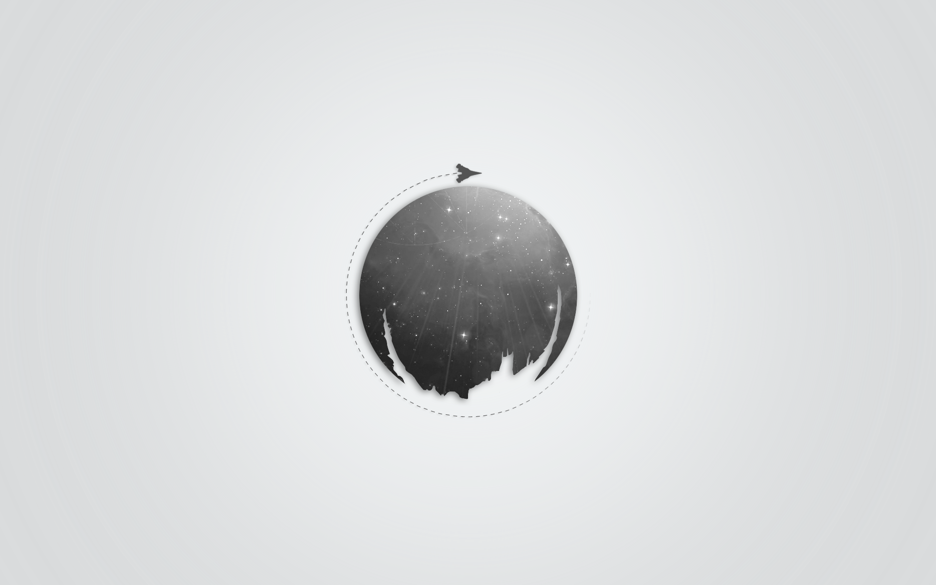 Minimalist Destiny spaceship orbiting a planet HD Wallpaper