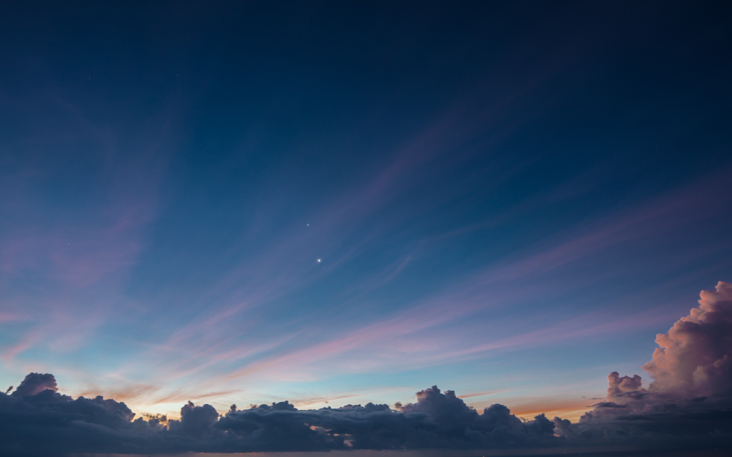Sunset sky with clouds and planets HD Wallpaper