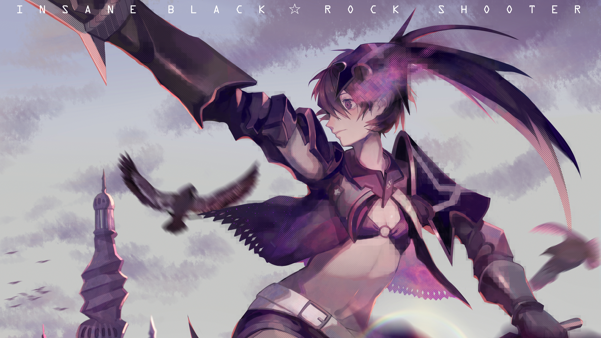 Insane Black Rock Shooter Anime Girl with Sword HD Wallpaper