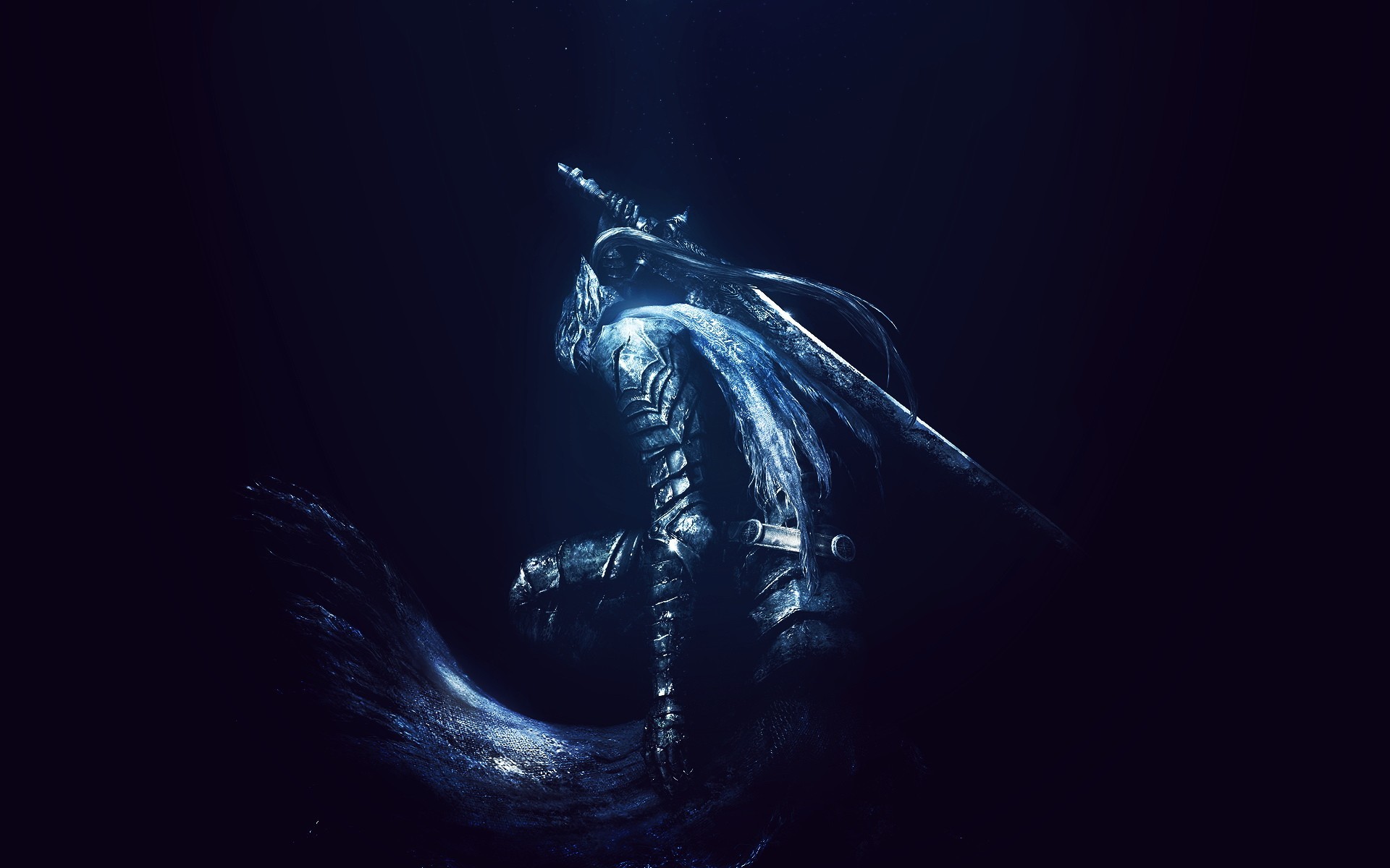 Dark Souls Knight in Blue Armor HD Wallpaper
