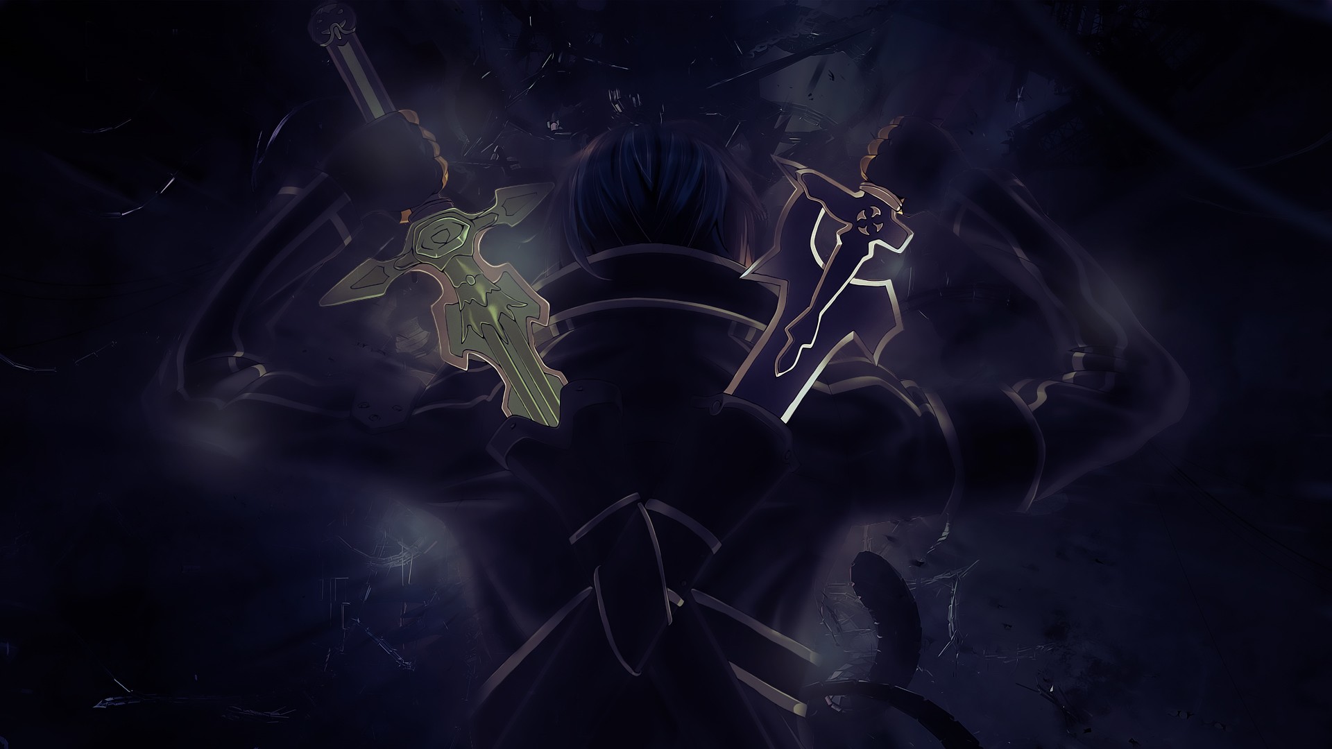 Kirigaya Kazuto with two swords in Sword Art Online HD Wallpaper