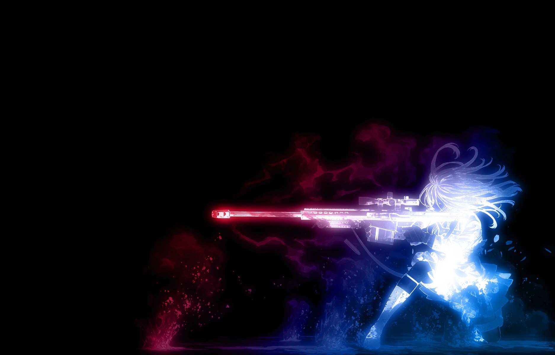 Anime girl with a sniper rifle HD Wallpaper