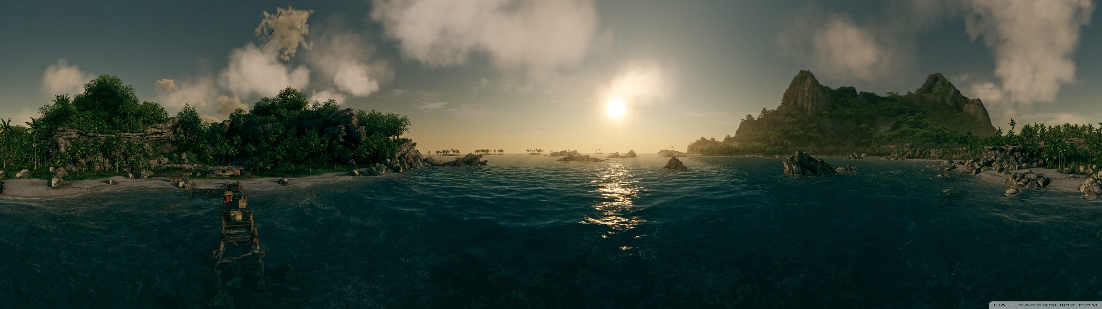 Crysis video game tropical island panorama HD Wallpaper