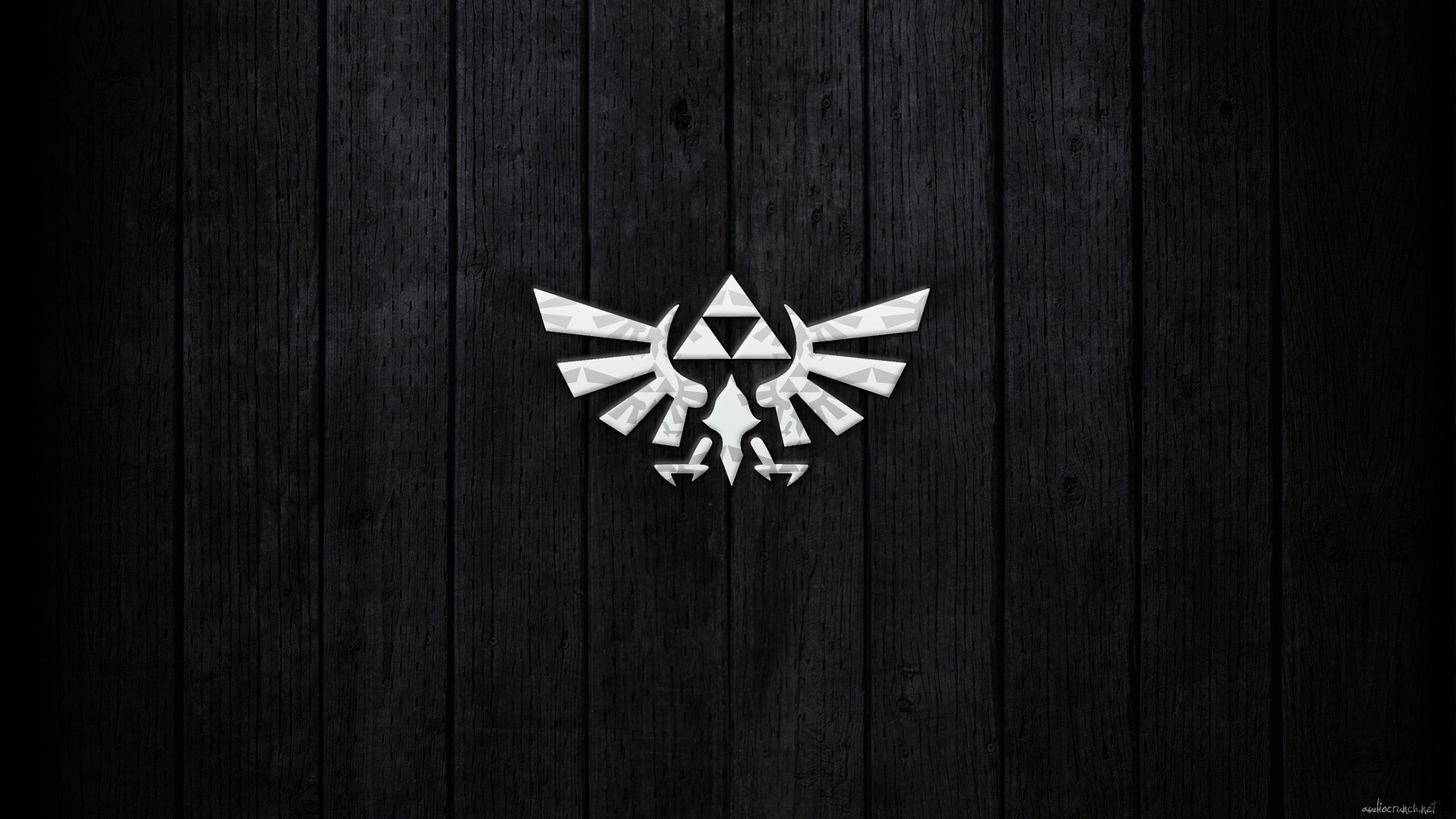 The Legend of Zelda Hylian Crest on Dark Wood HD Wallpaper