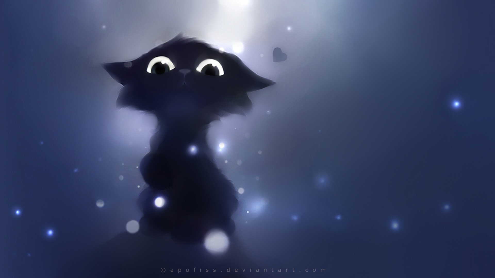 Fantasy art of a black cat by Apofiss HD Wallpaper