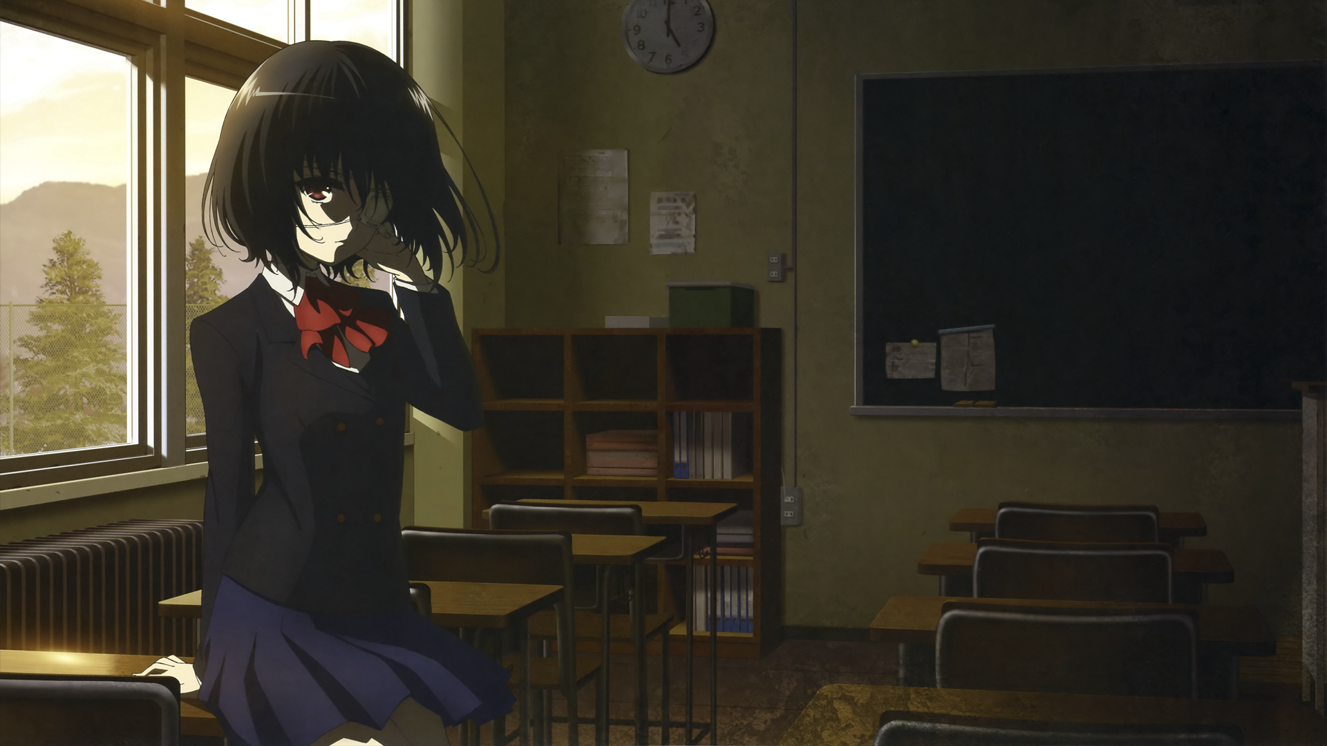 Misaki Mei in a classroom from Another HD Wallpaper