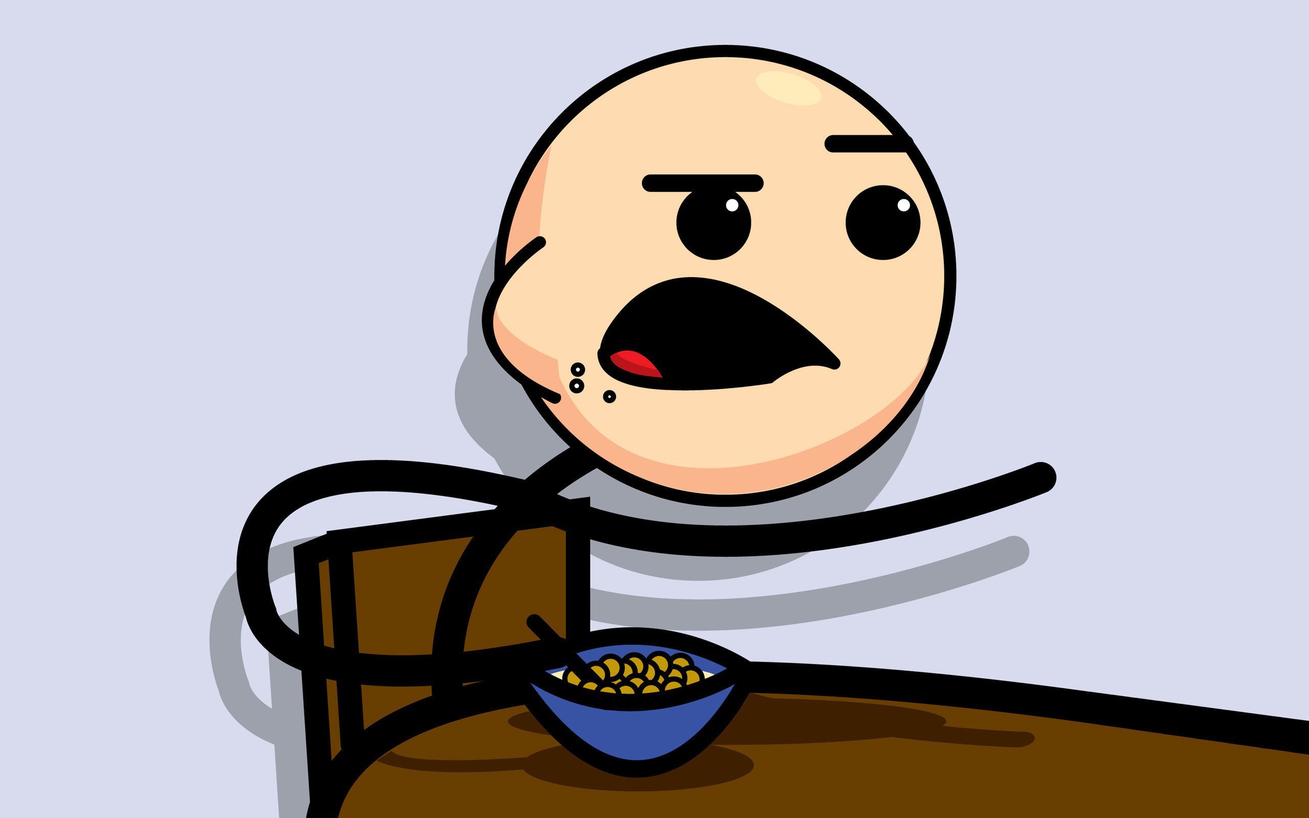 Meme artwork of a character eating cereal HD Wallpaper