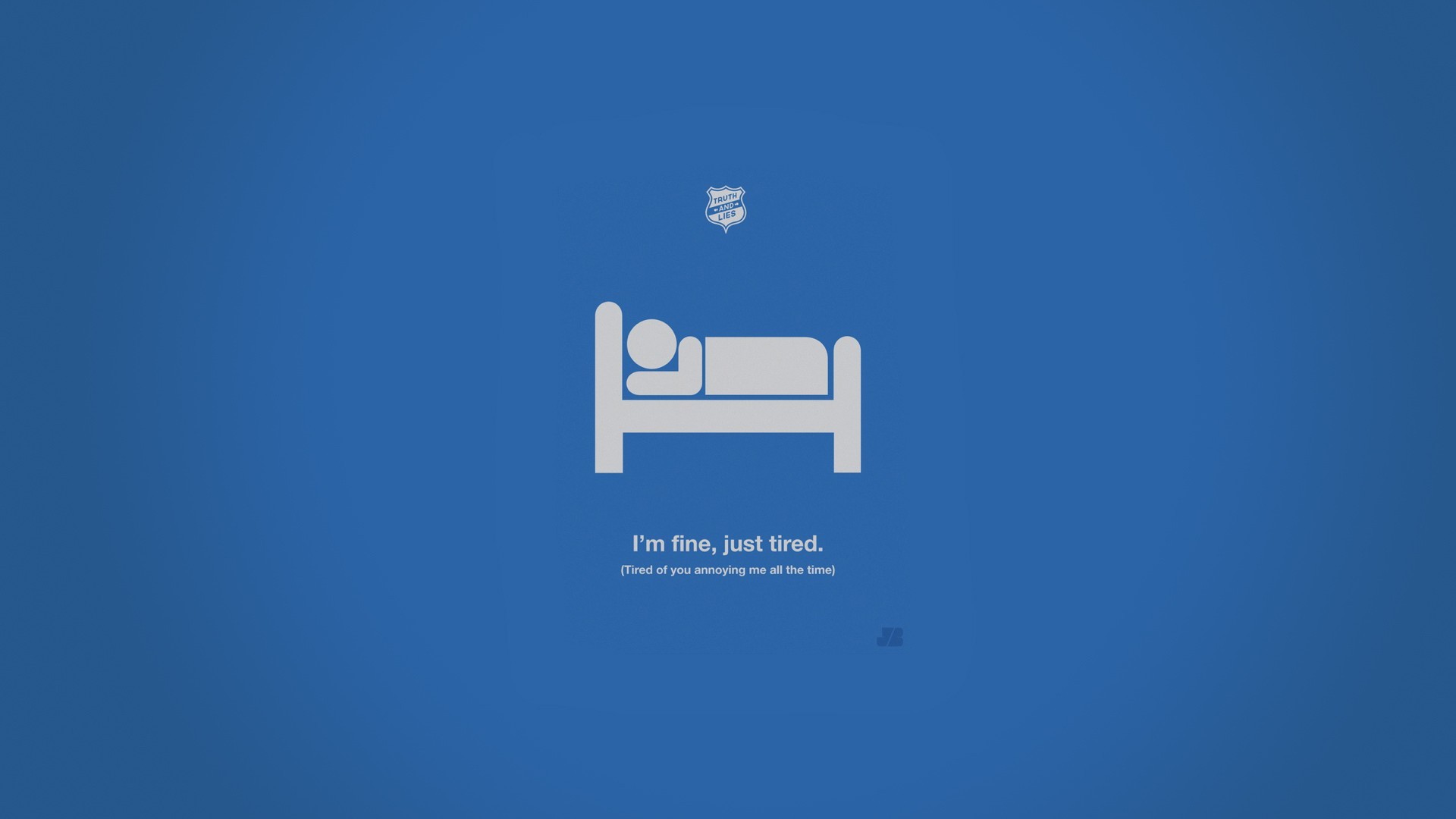 Minimalist graphic of a person in bed with text HD Wallpaper
