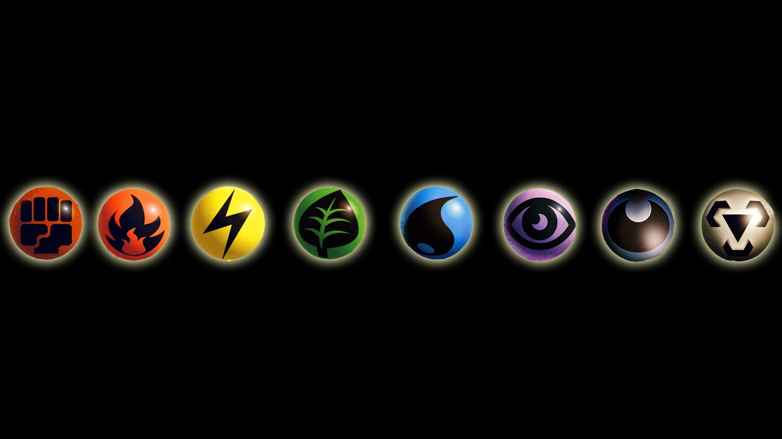 Pokemon Energy Symbols on Black Background HD Wallpaper