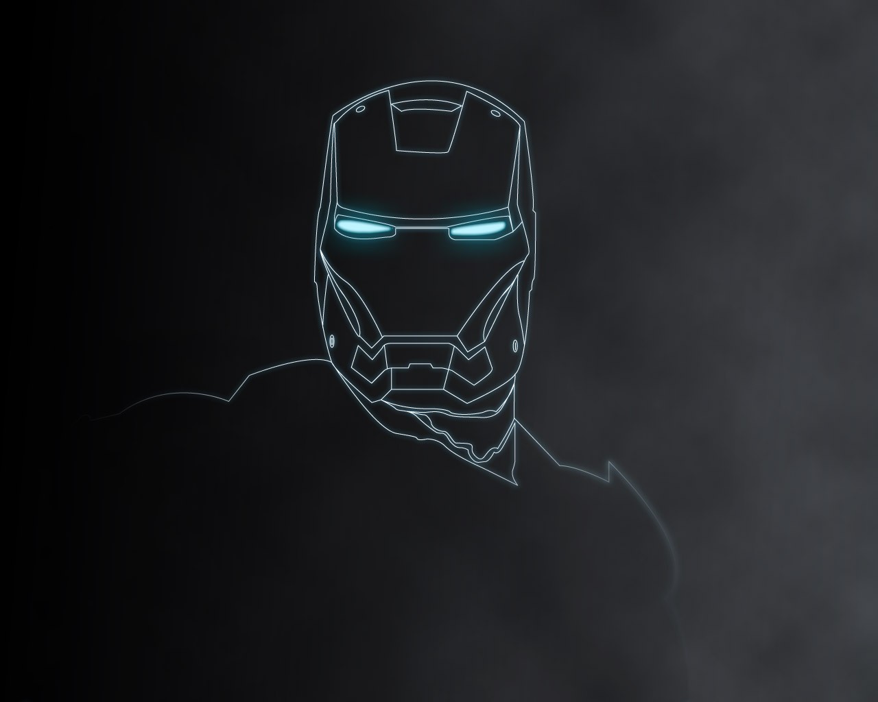 Iron Man helmet outline with glowing blue eyes HD Wallpaper
