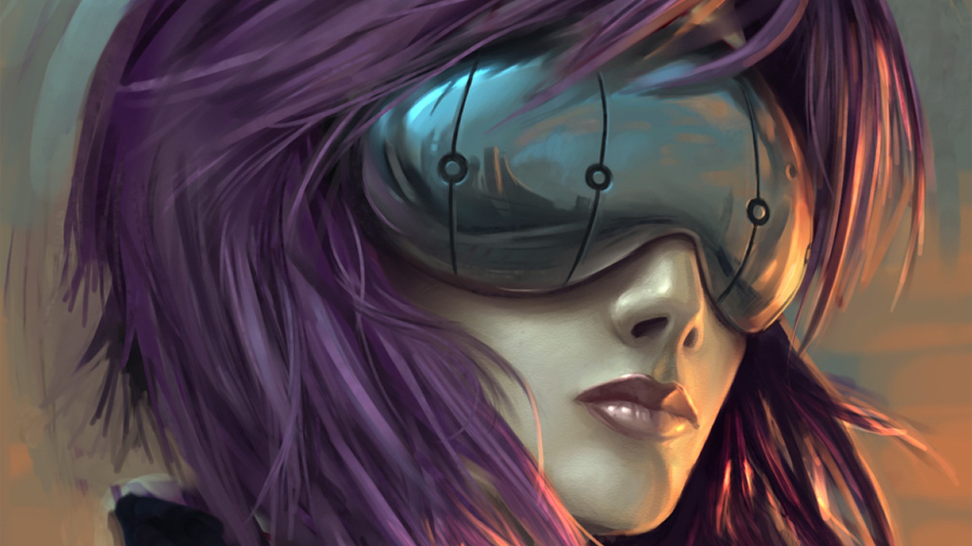 Kusanagi Motoko from Ghost in the Shell with purple hair HD Wallpaper