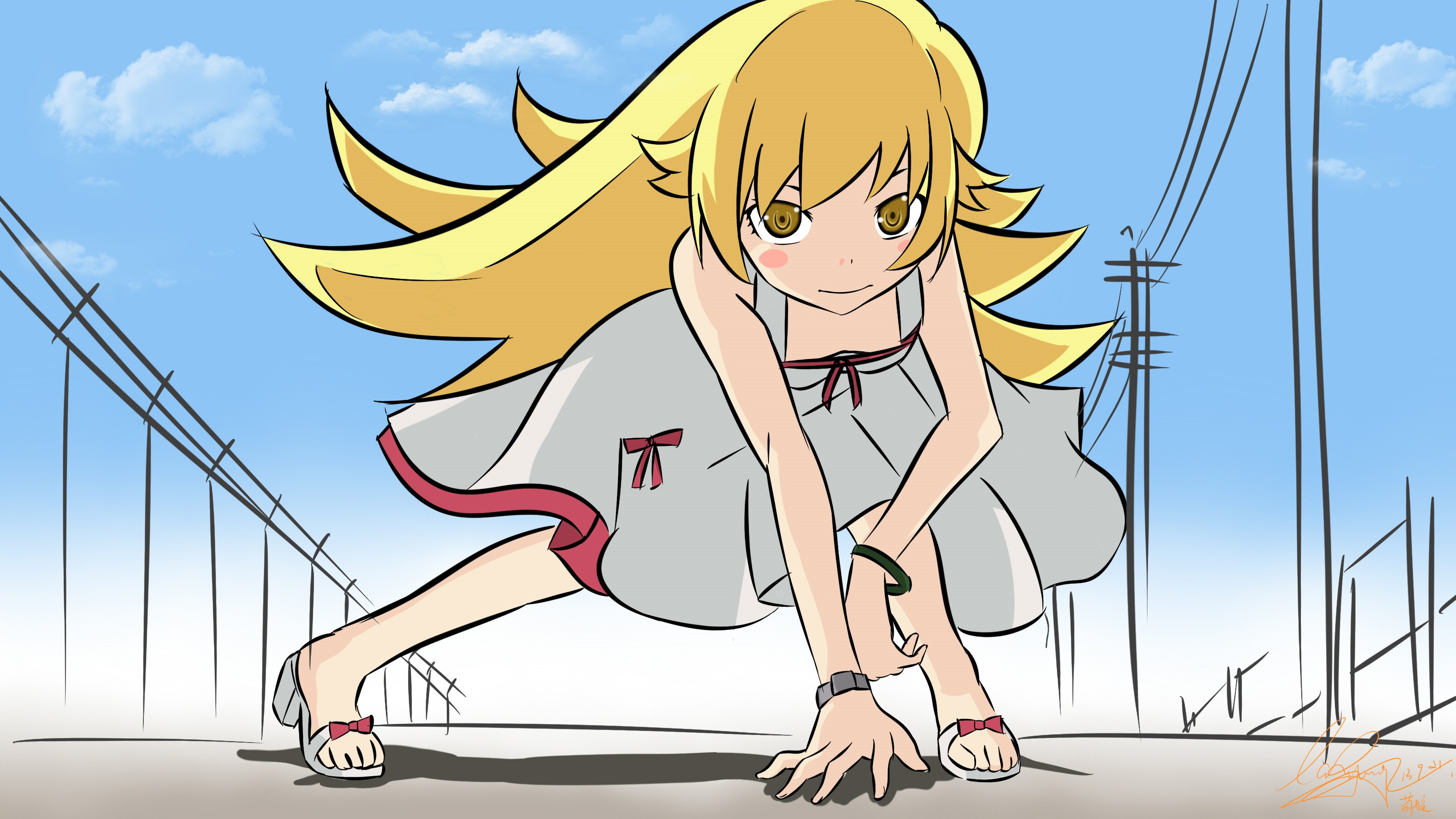 Oshino Shinobu from Monogatari Series HD Wallpaper