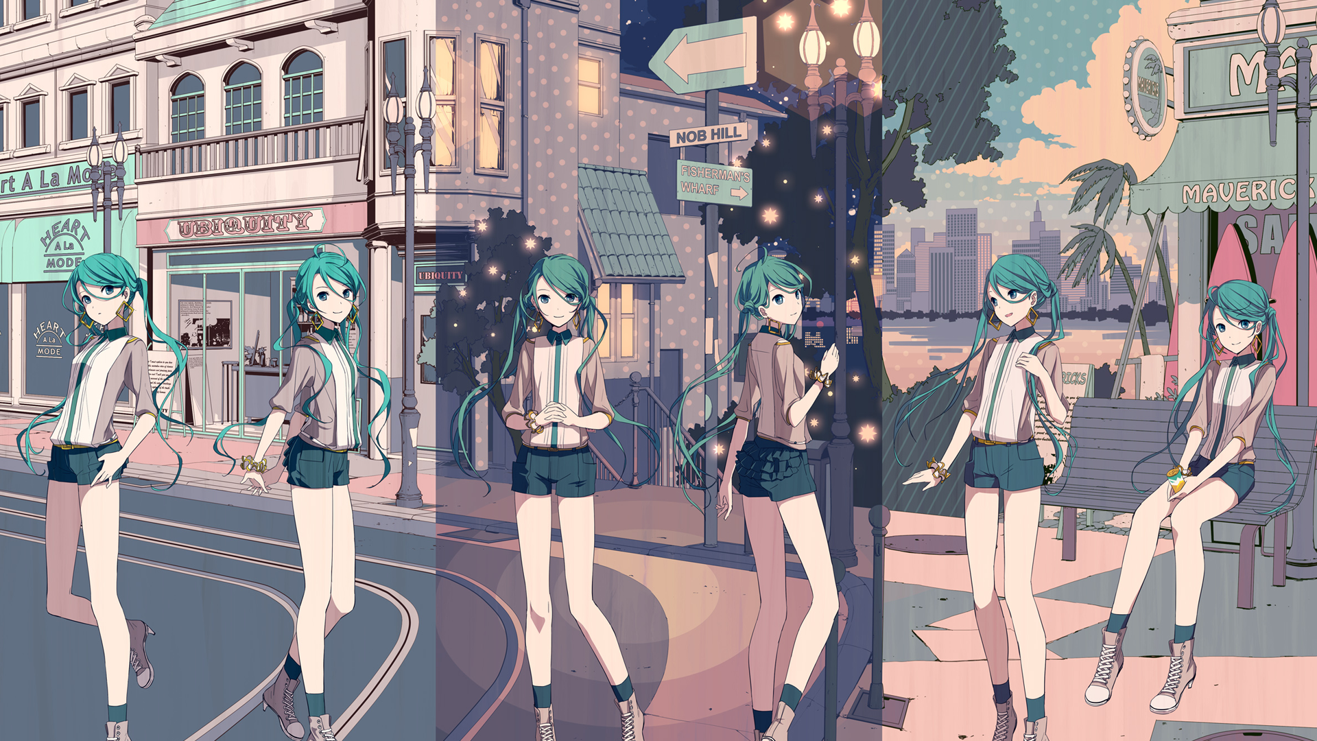 Hatsune Miku collage of anime girls with twintails HD Wallpaper