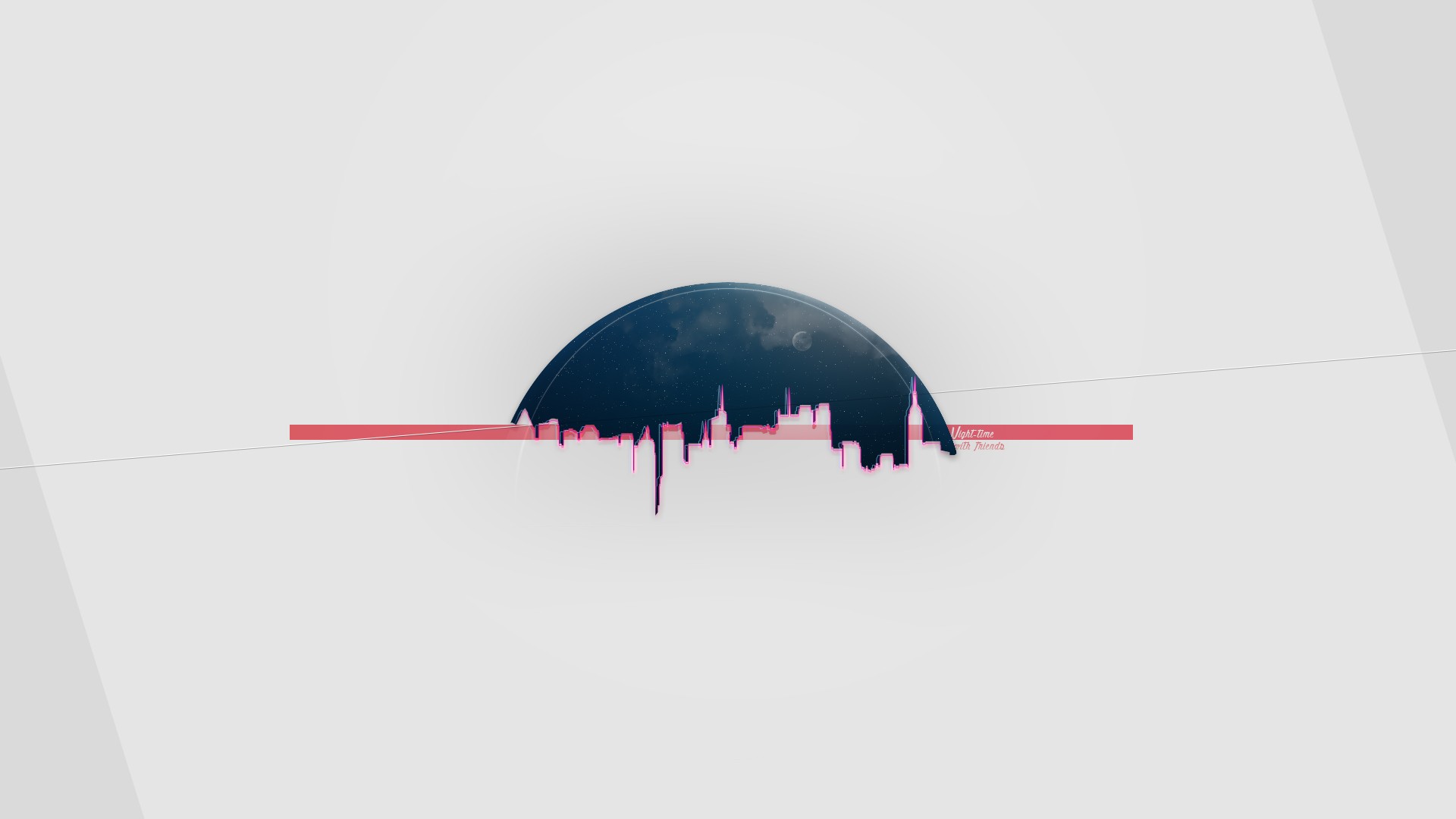 Abstract Night Cityscape with Moon HD Wallpaper