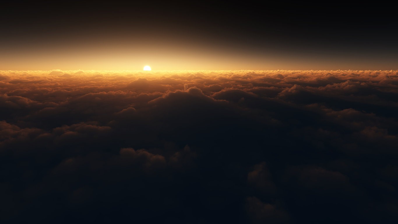 Sunset over a sea of clouds HD Wallpaper
