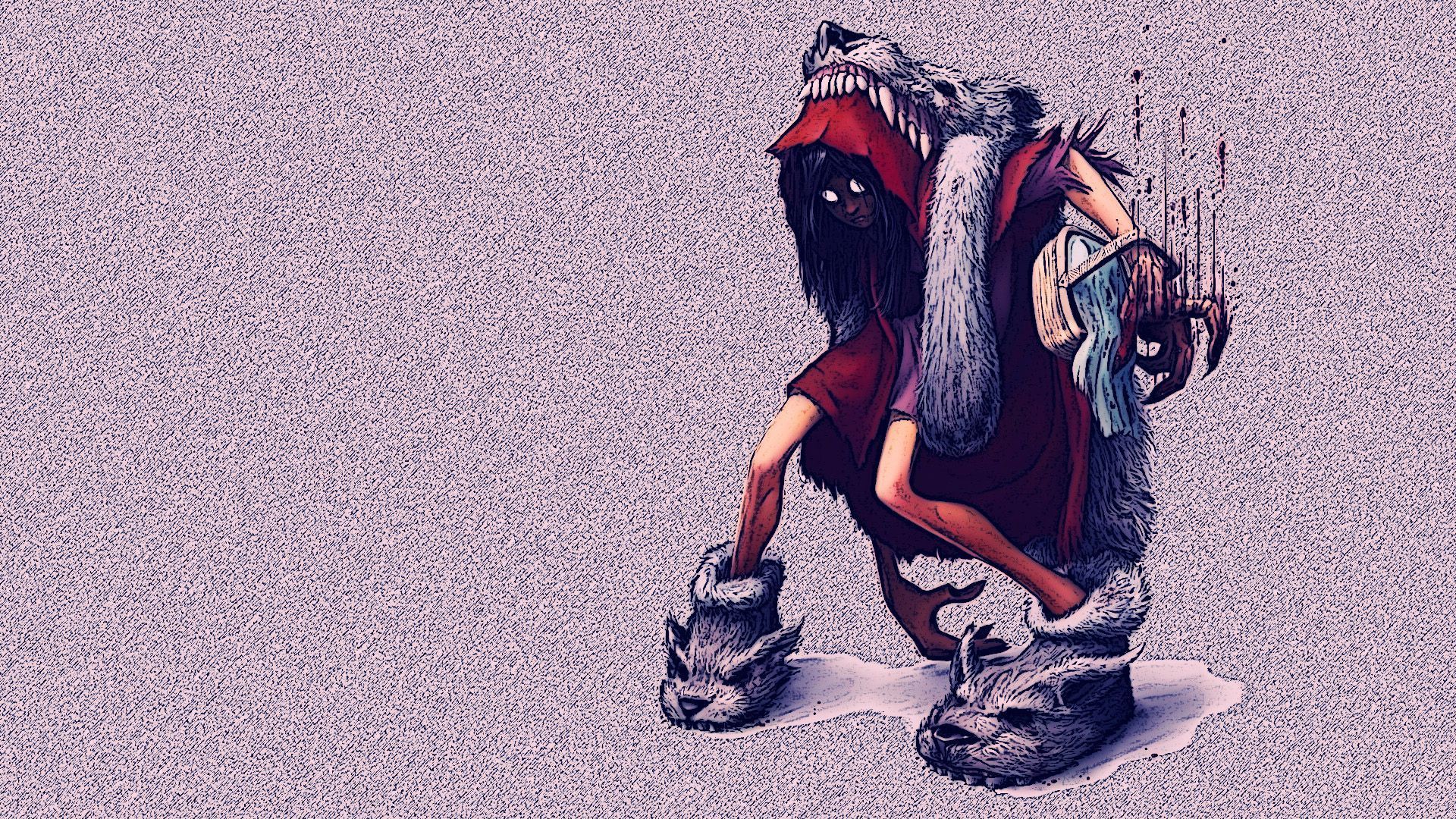 Artwork of a girl in a wolf costume HD Wallpaper