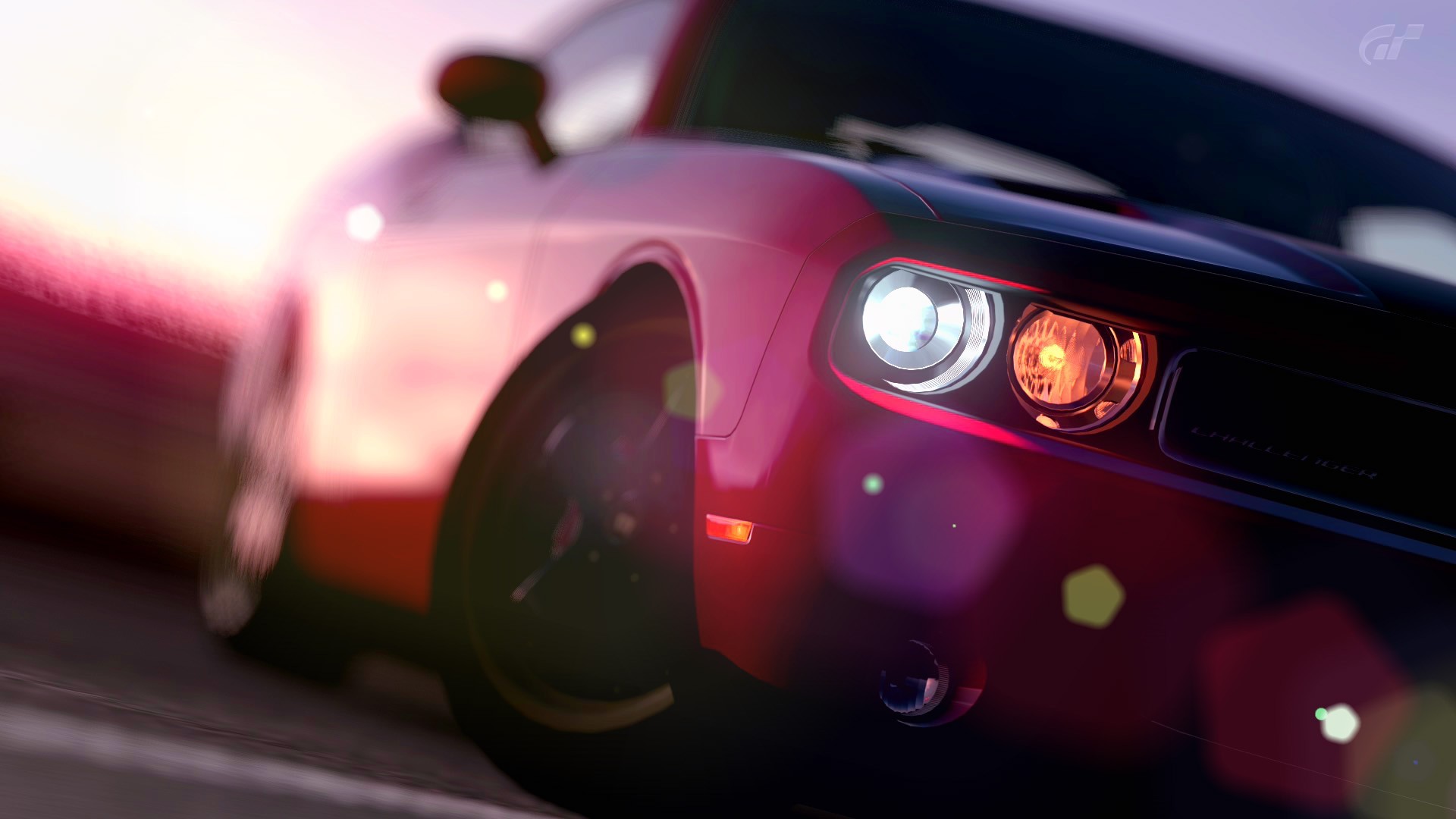 Dodge Challenger car with headlights on HD Wallpaper