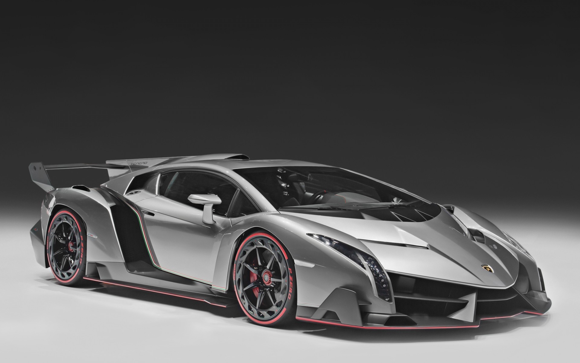 Silver Lamborghini Veneno sports car HD Wallpaper