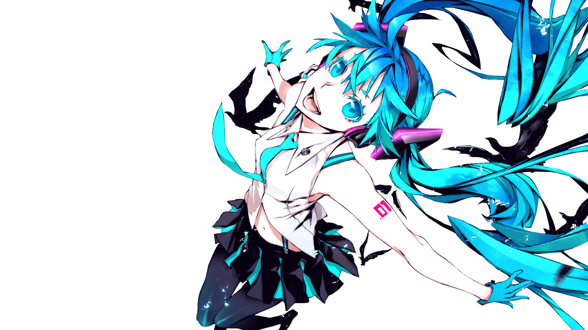 Hatsune Miku Anime Girl with Blue Hair HD Wallpaper