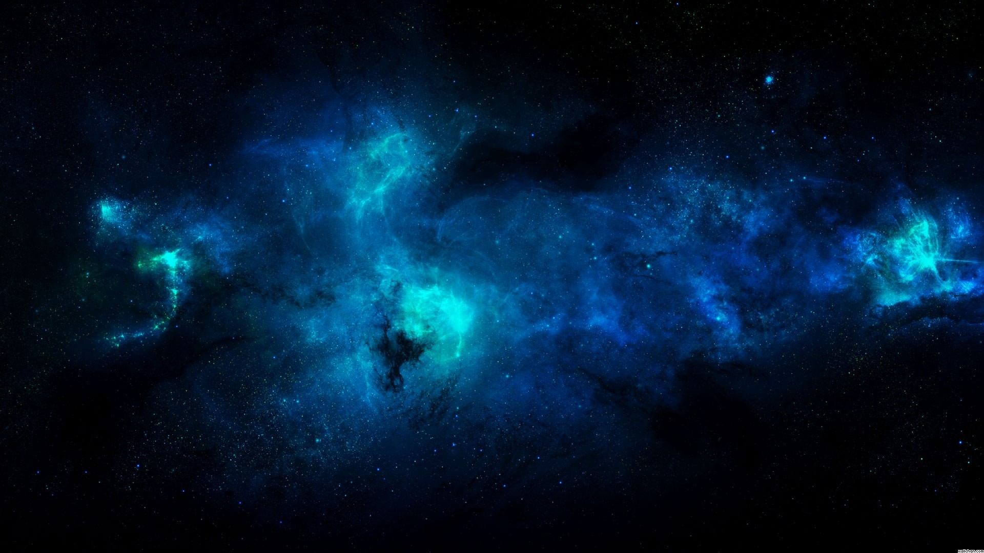 Blue and green nebula with stars HD Wallpaper