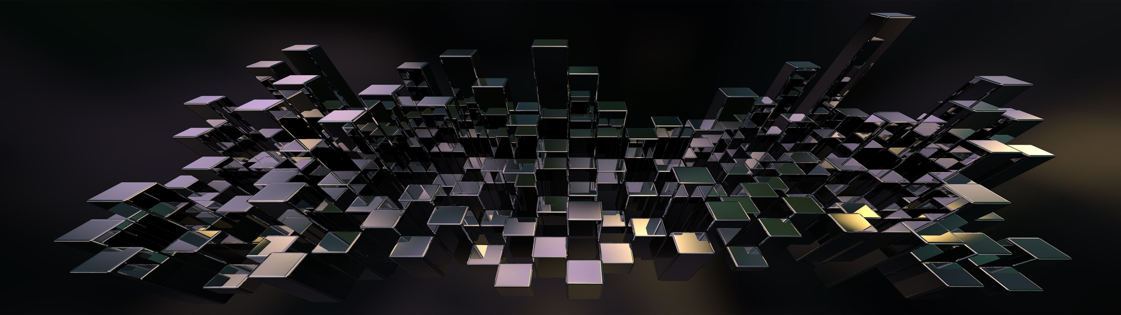 Abstract digital art of reflective cubes HD Wallpaper