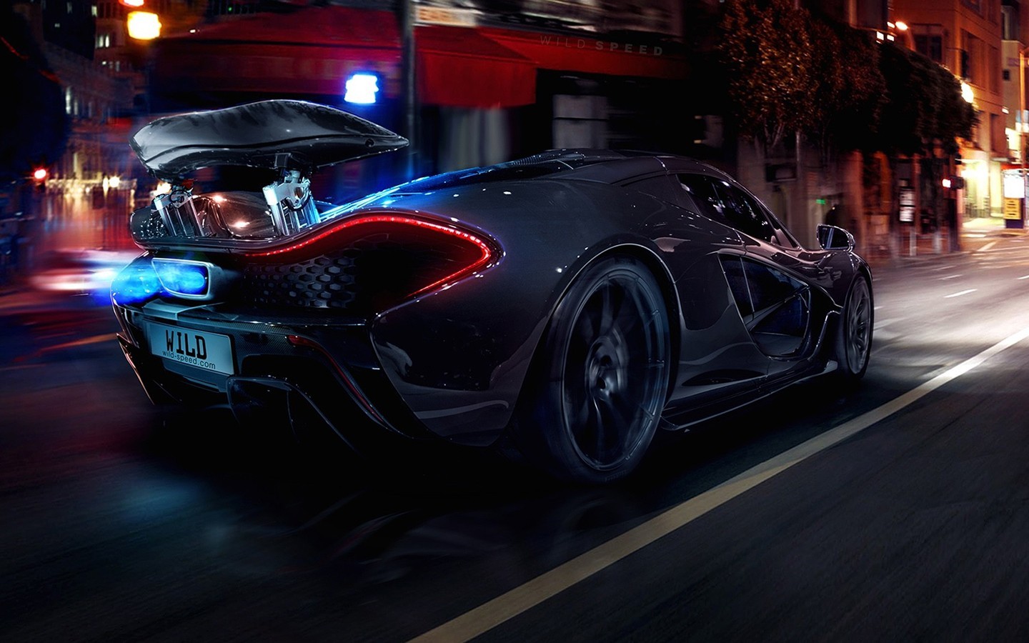 McLaren P1 sports car driving at night HD Wallpaper