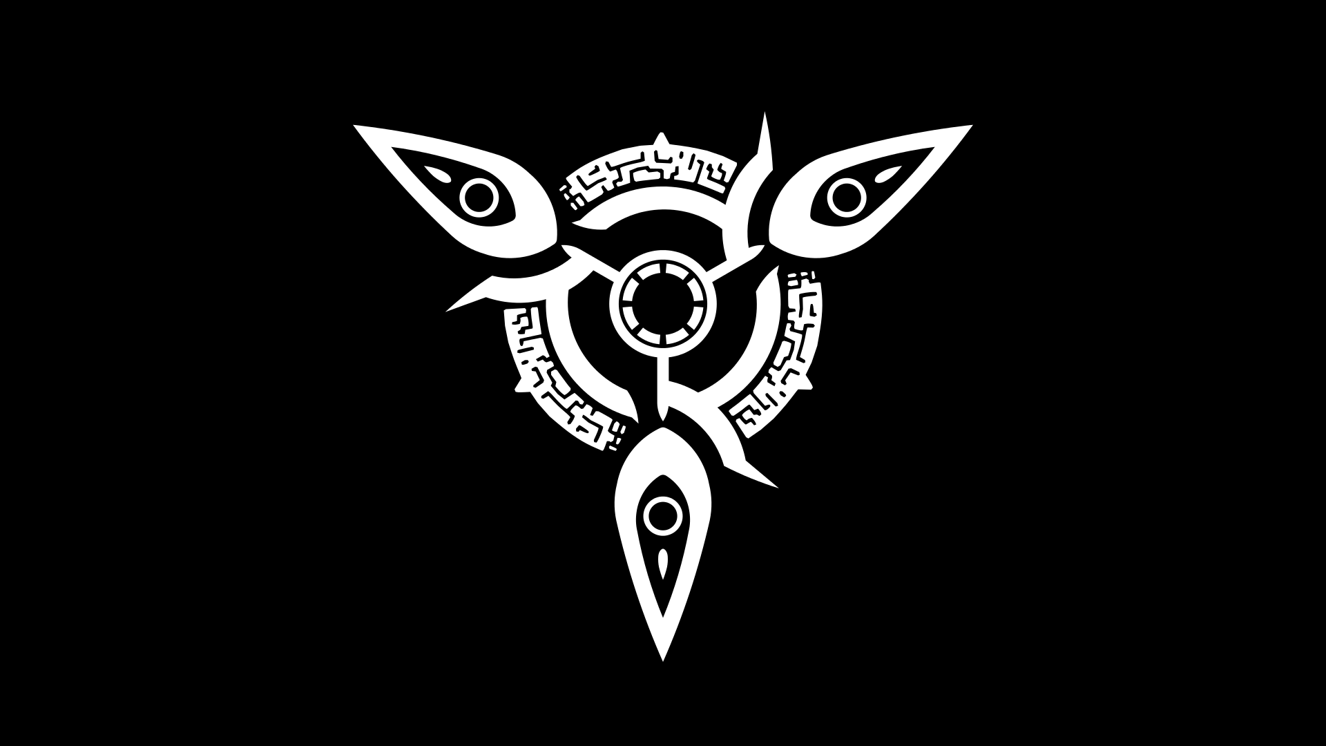White tribal symbol on black background HD Wallpaper
