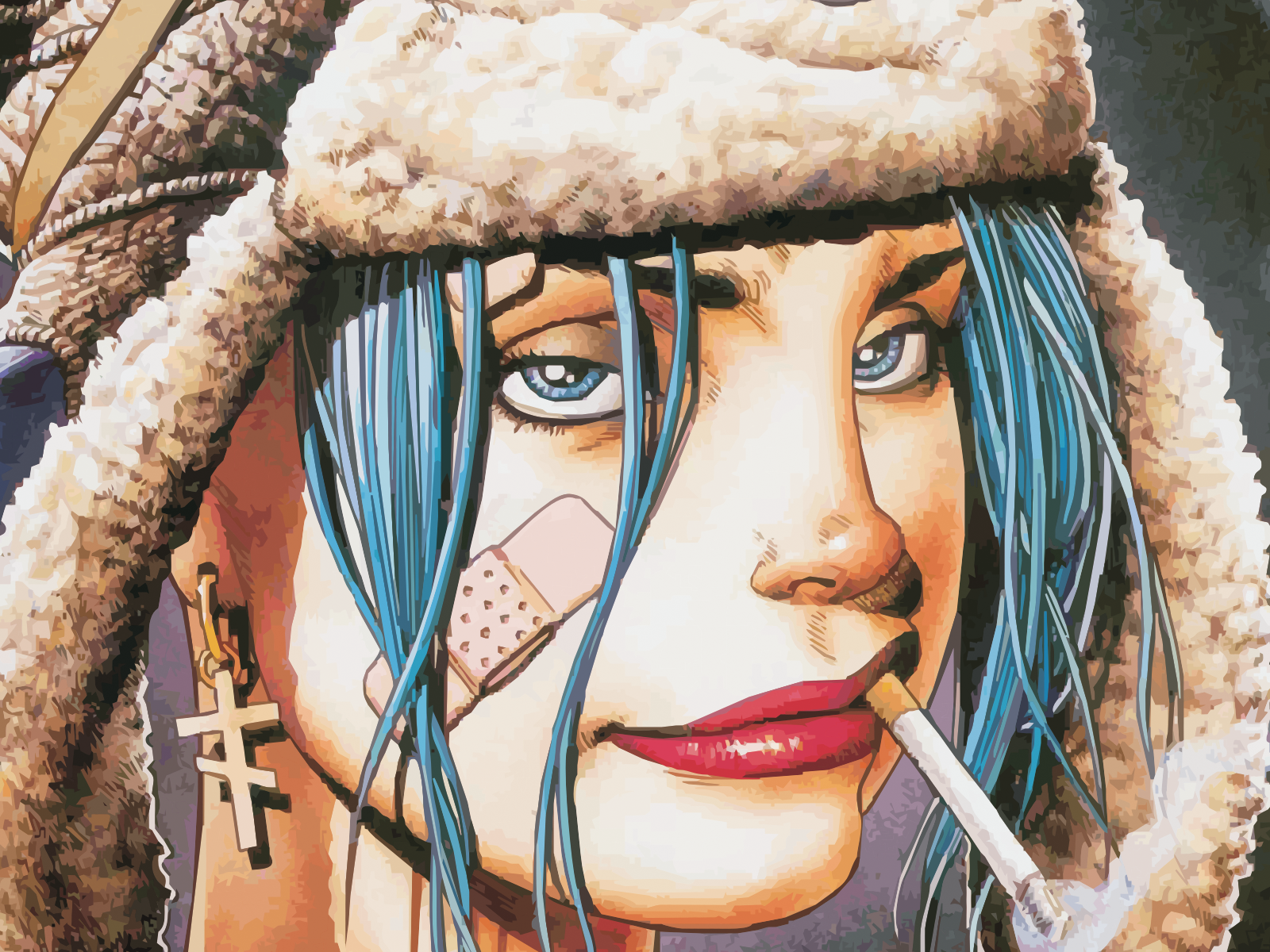 Tank Girl smoking with a cigarette HD Wallpaper