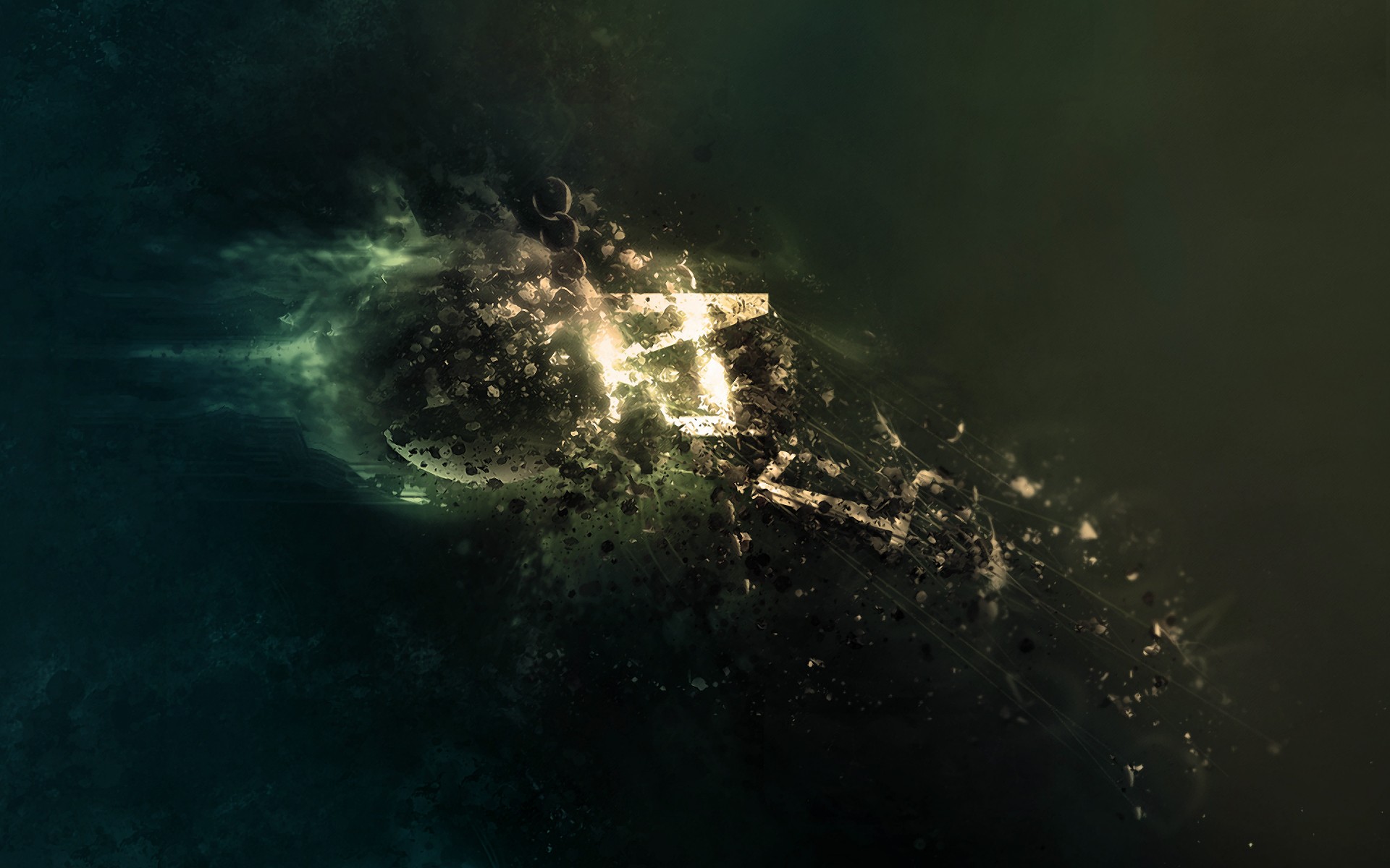 Abstract explosion of debris and light HD Wallpaper
